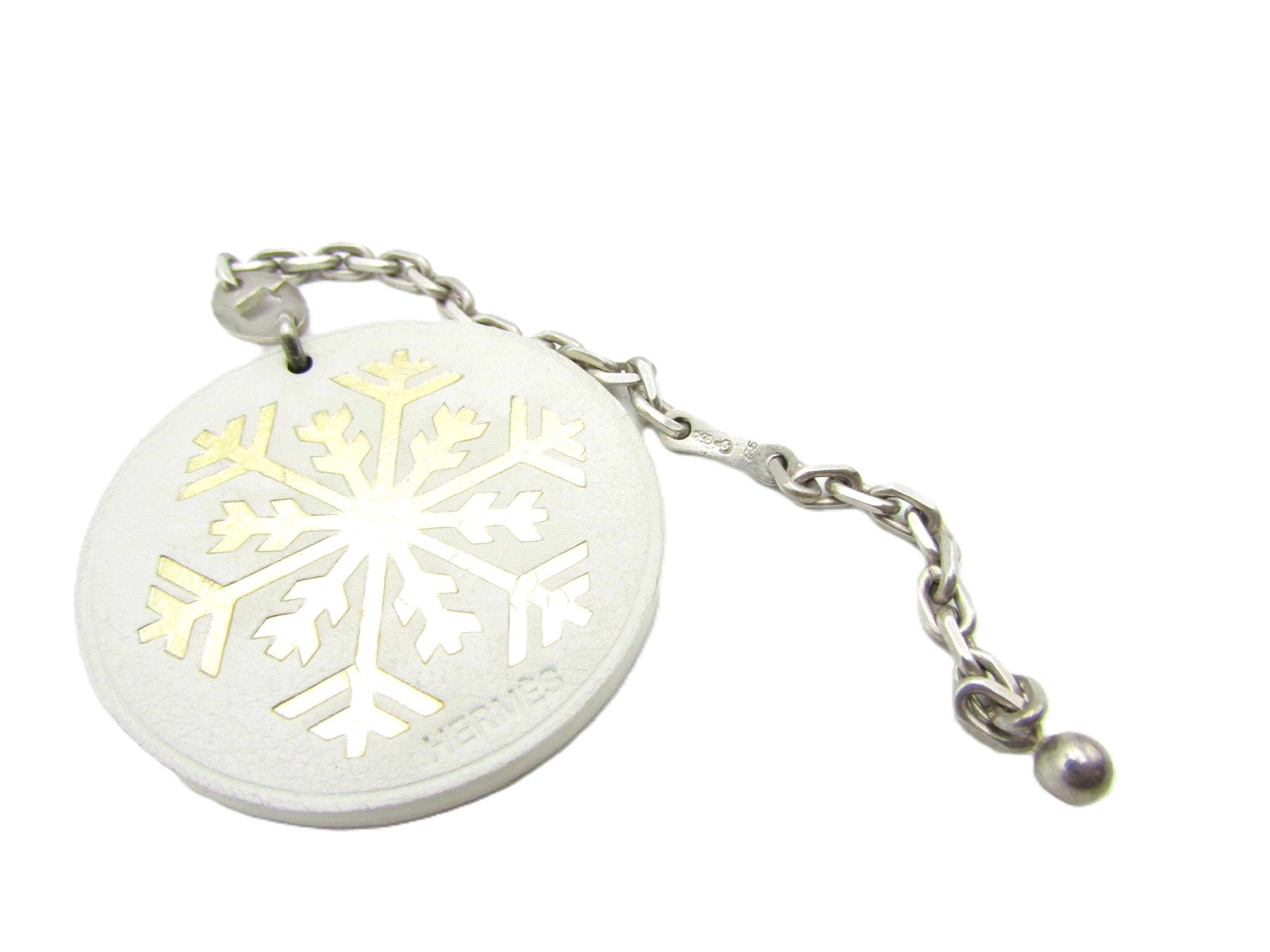 Snowflake Bag Charm, White Leather, SV925 Chain, Key Case — view 3