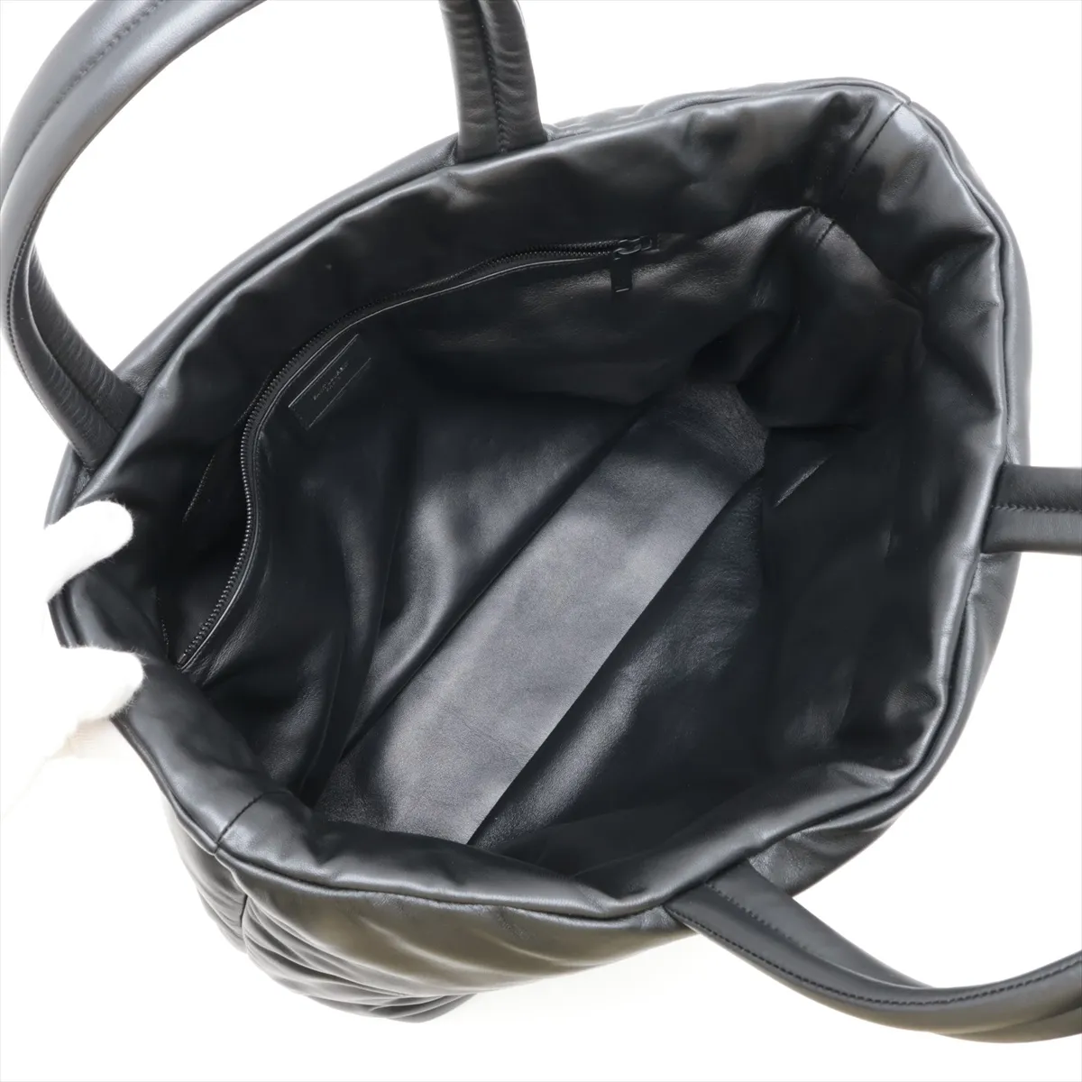 756269 Leather Tote Bag, Black — view 7