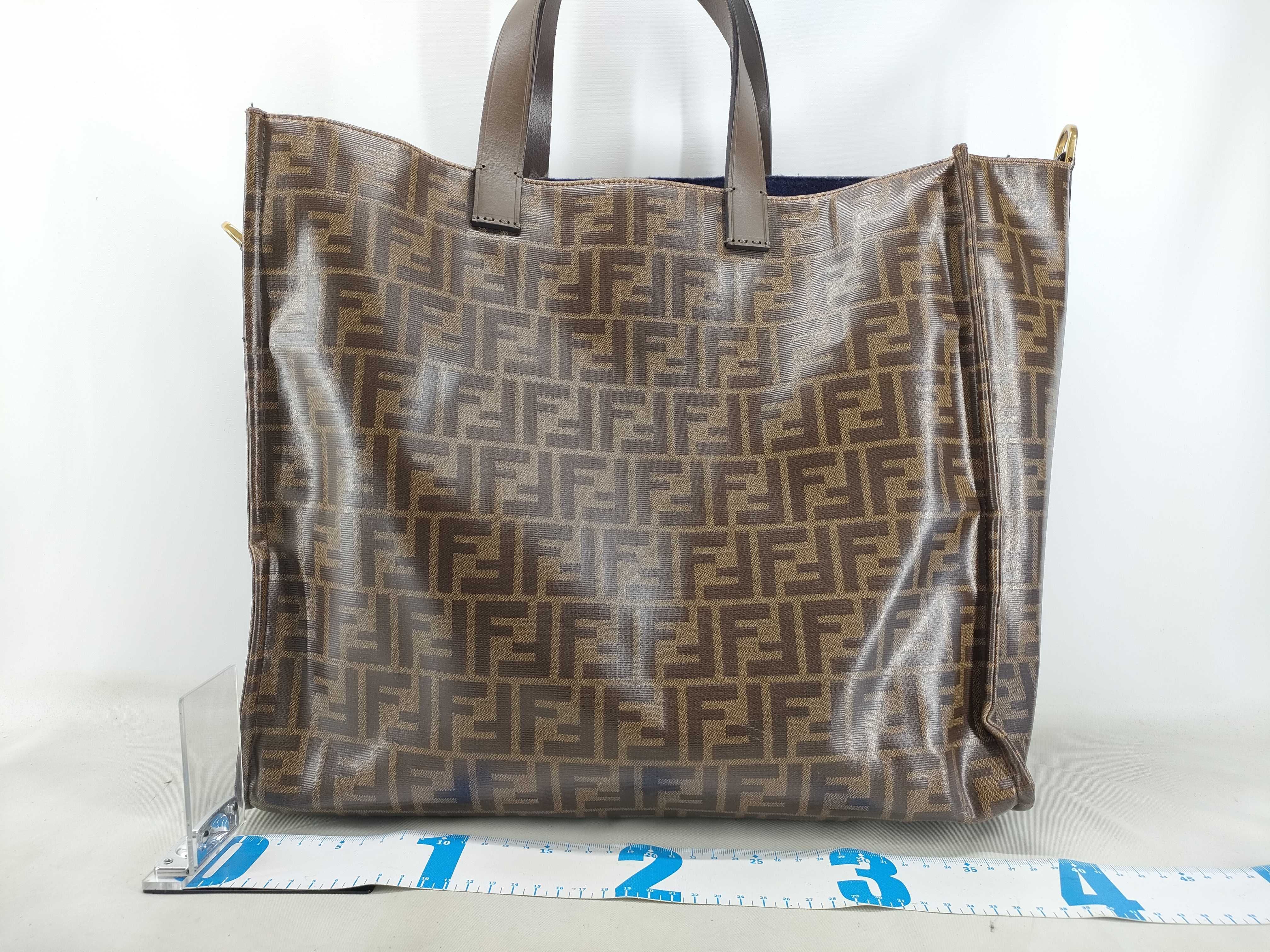 x FILA Zucca Pattern Brown Chain Tote Bag PVC x Leather 8BH357 Tote Bag — view 2