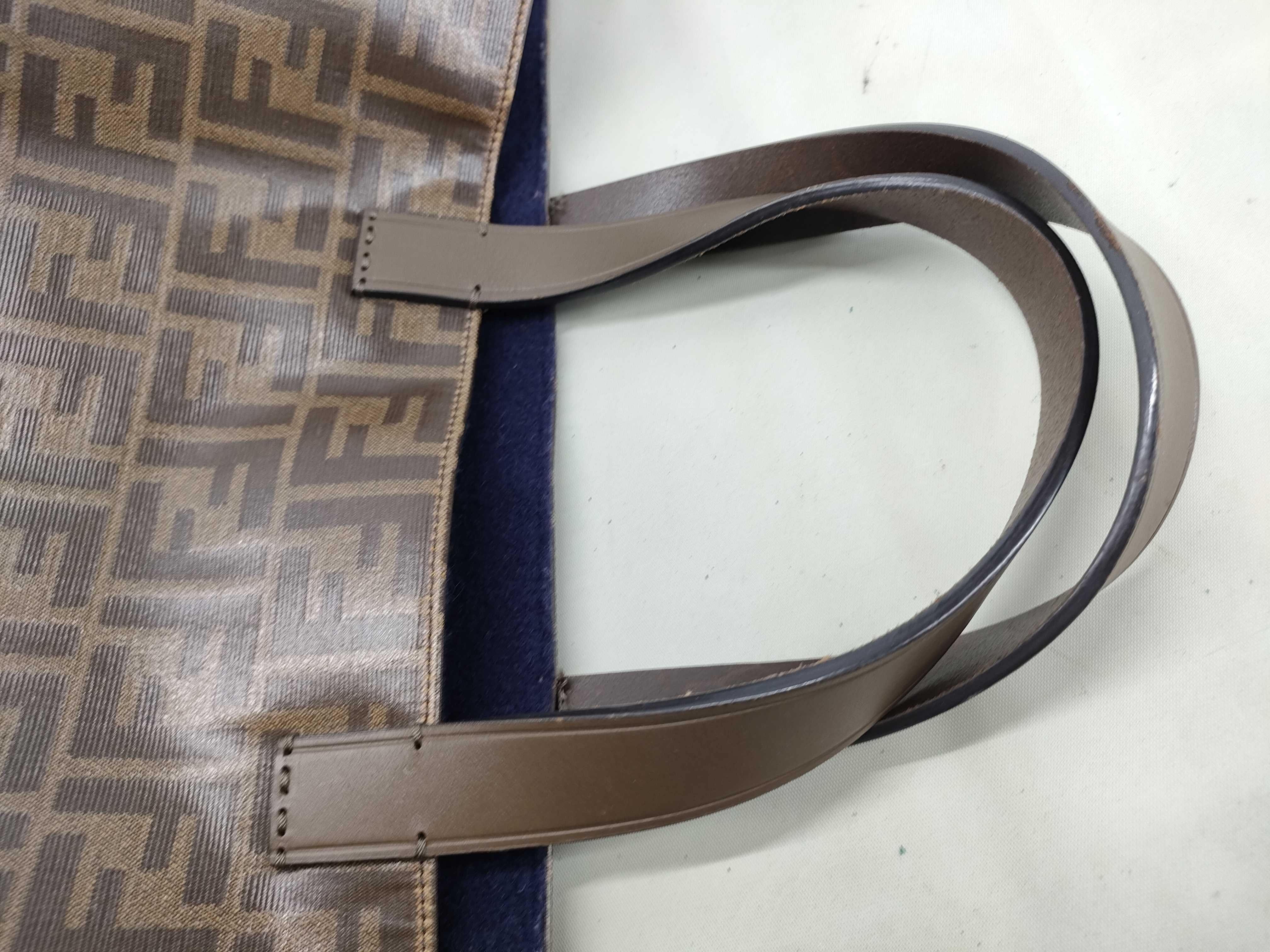 x FILA Zucca Pattern Brown Chain Tote Bag PVC x Leather 8BH357 Tote Bag — view 5