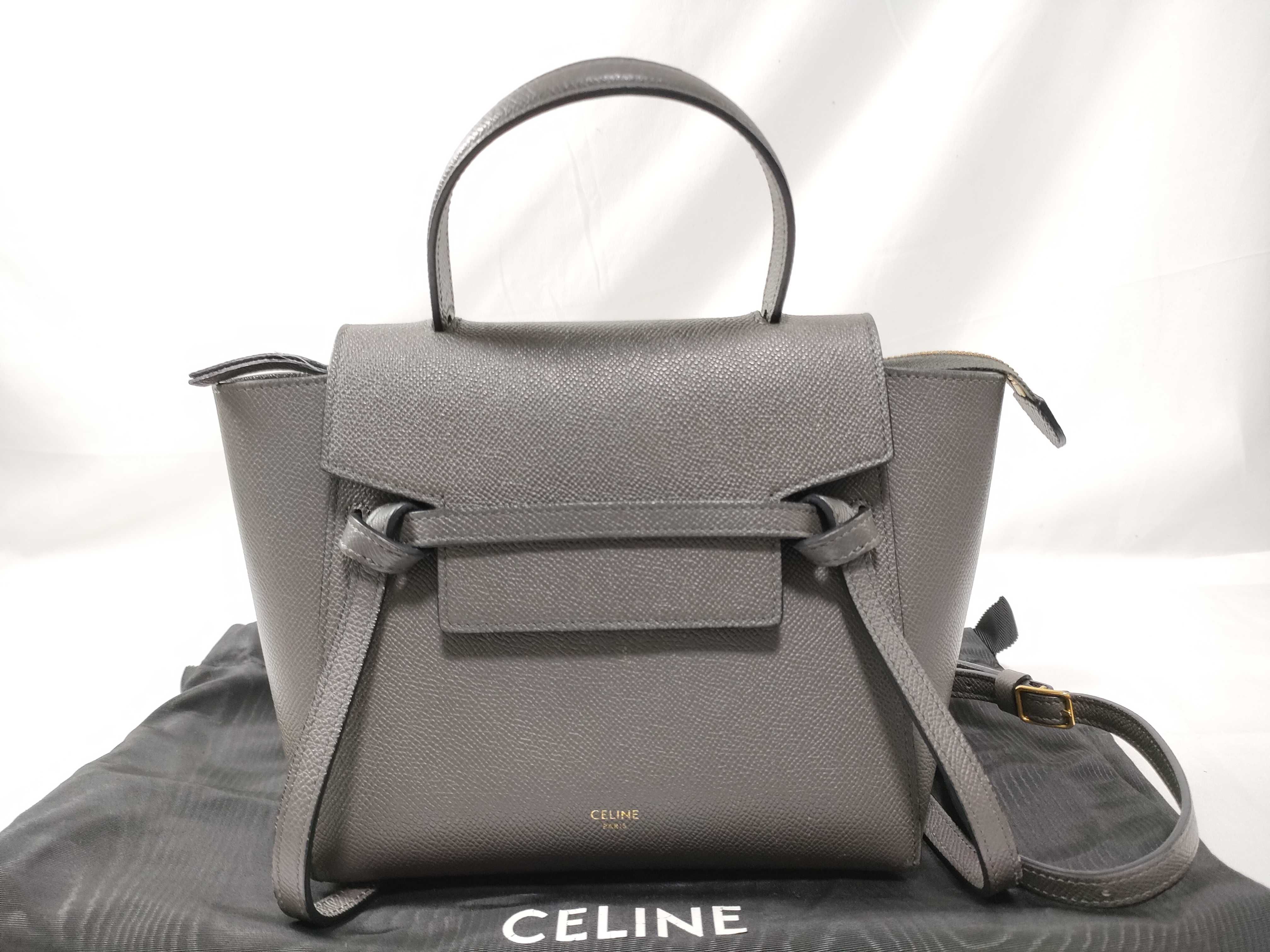 Belt Bag Nano Leather 2-Way Handbag, Gray