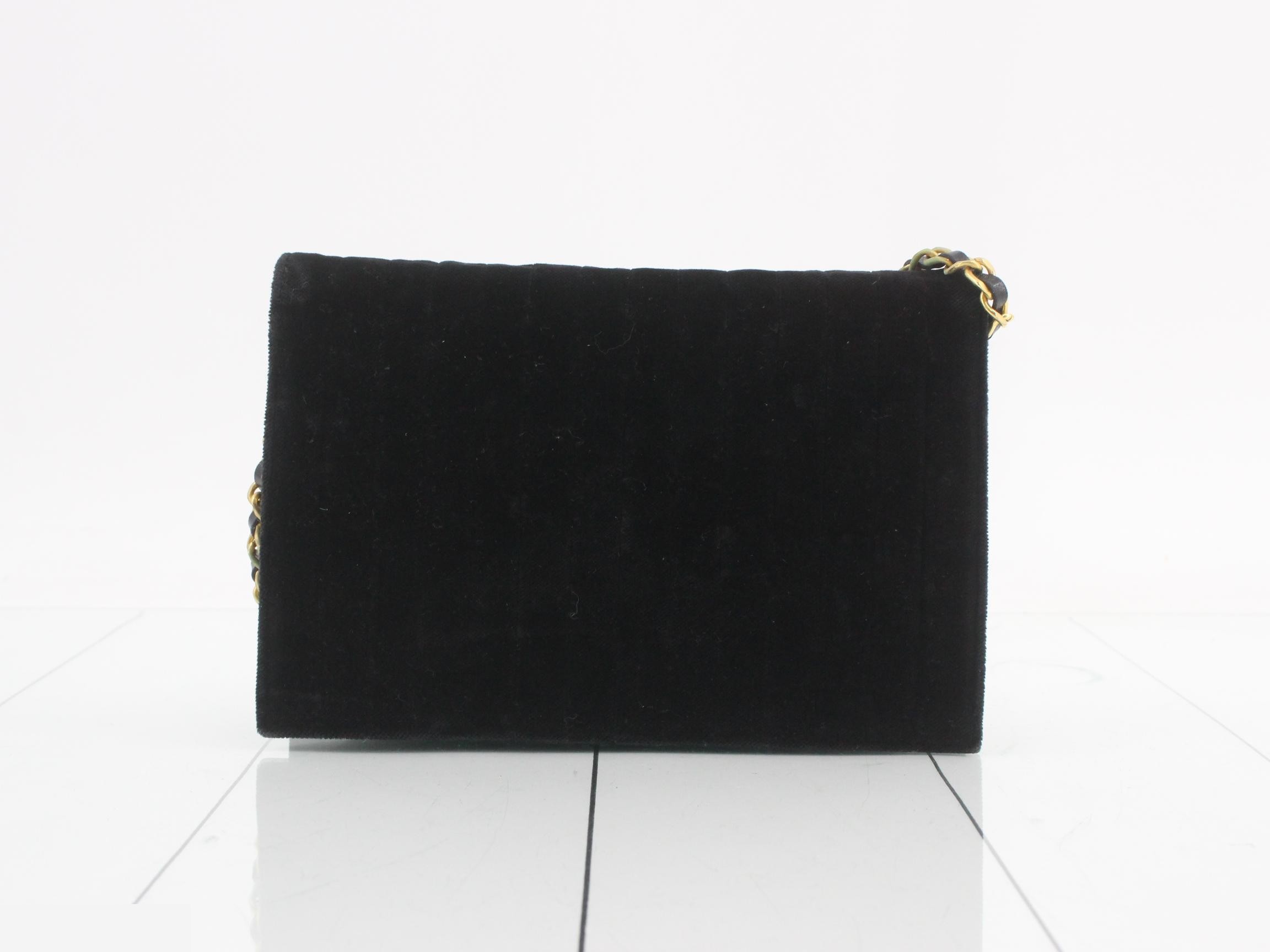 Mademoiselle (Bag) - Chain Shoulder Bag, Coco Mark, Velour, Black — view 2