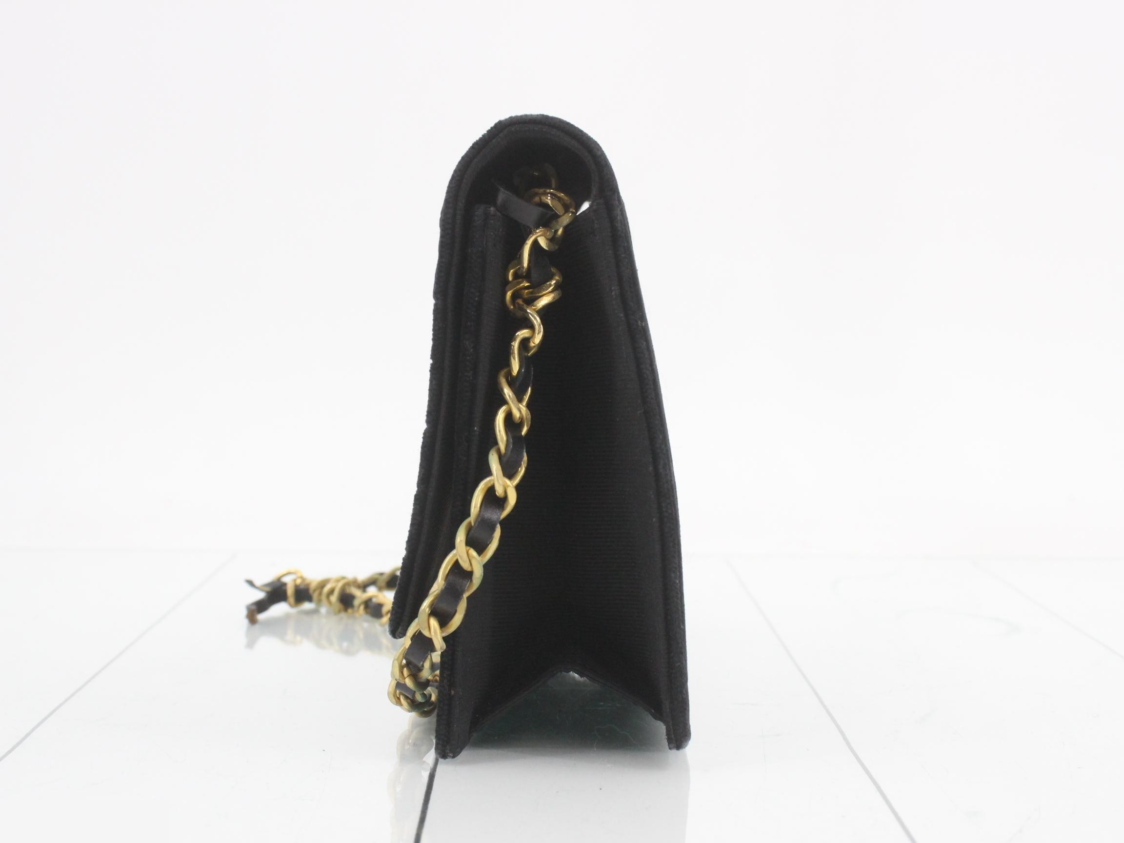 Mademoiselle (Bag) - Chain Shoulder Bag, Coco Mark, Velour, Black — view 3