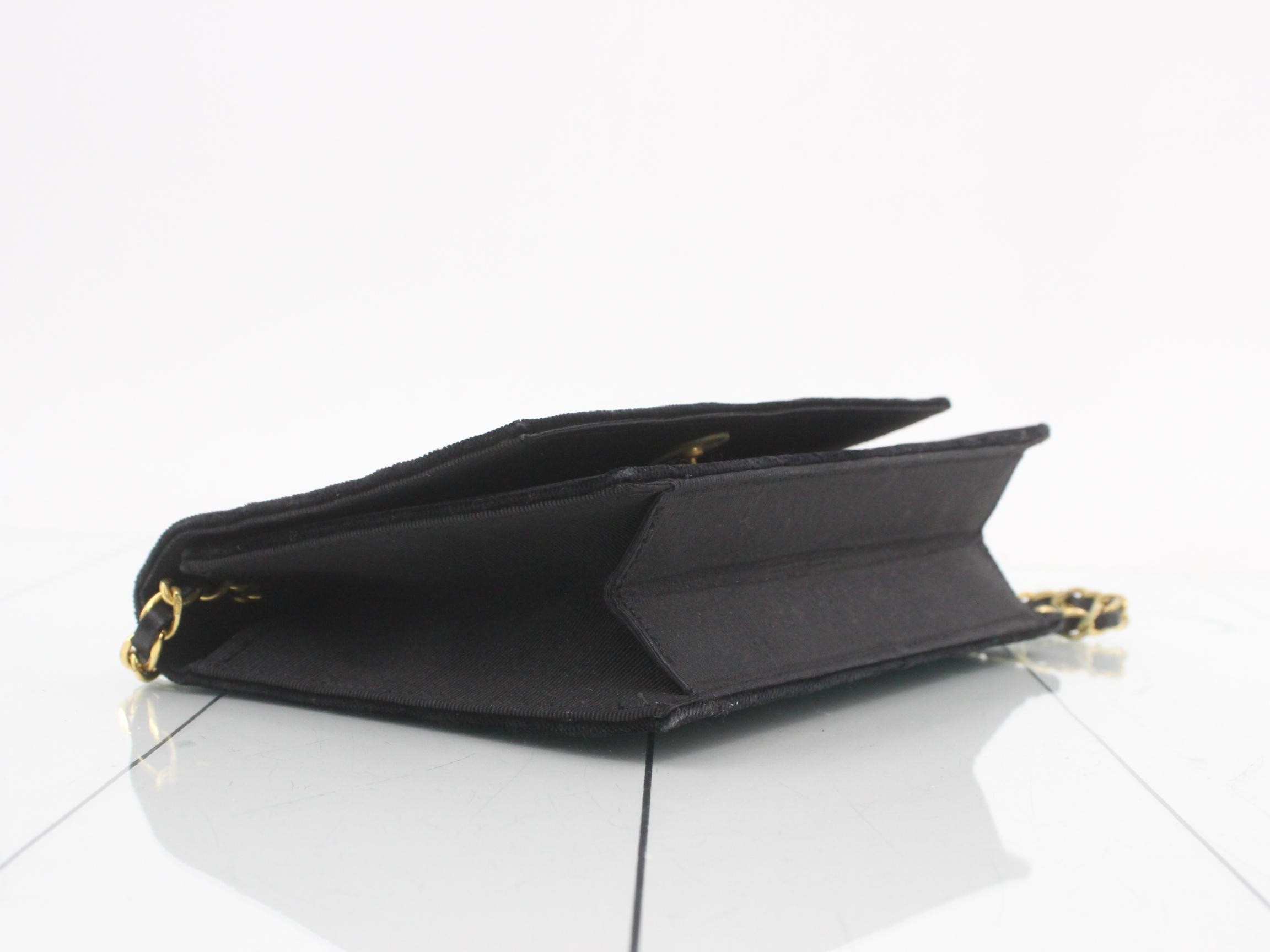 Mademoiselle (Bag) - Chain Shoulder Bag, Coco Mark, Velour, Black — view 5