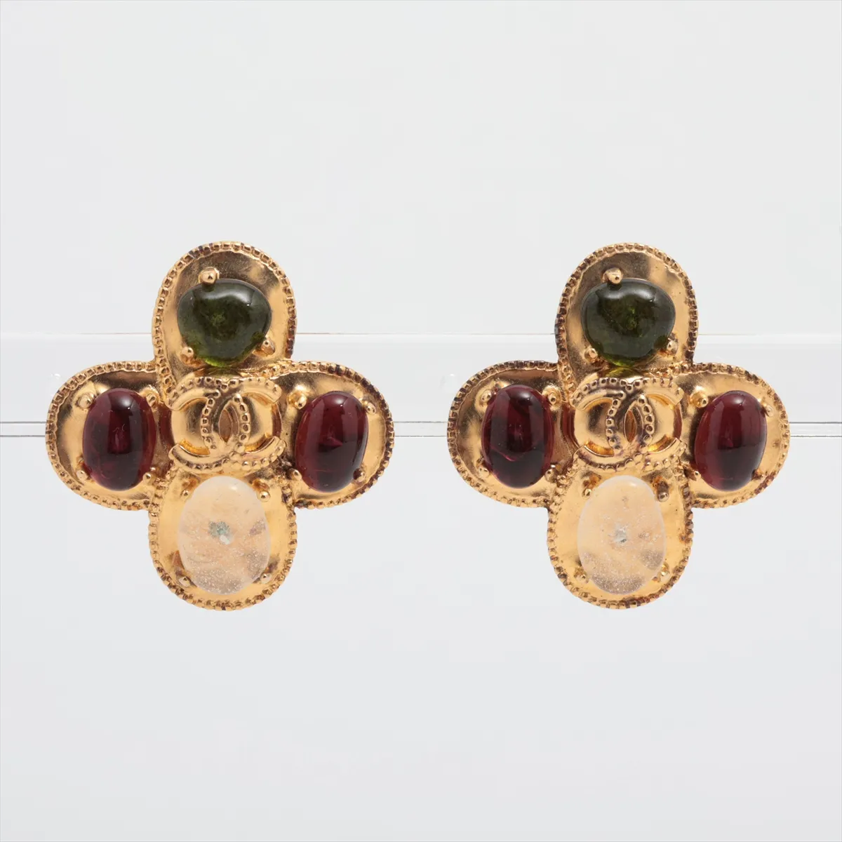 Coco Mark 97A Earrings (Pair) GP x Colored Stone Gold