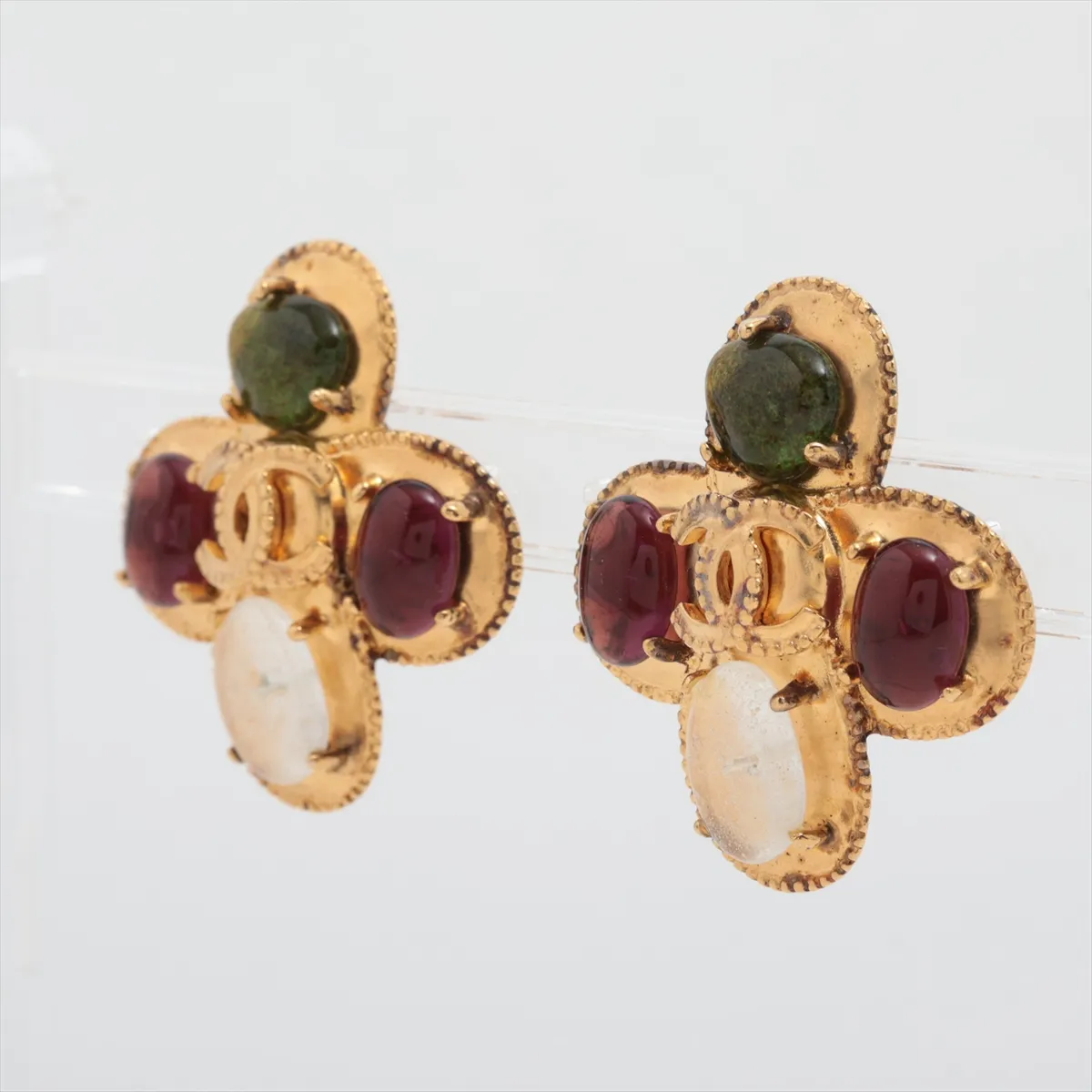 Coco Mark 97A Earrings (Pair) GP x Colored Stone Gold — view 3