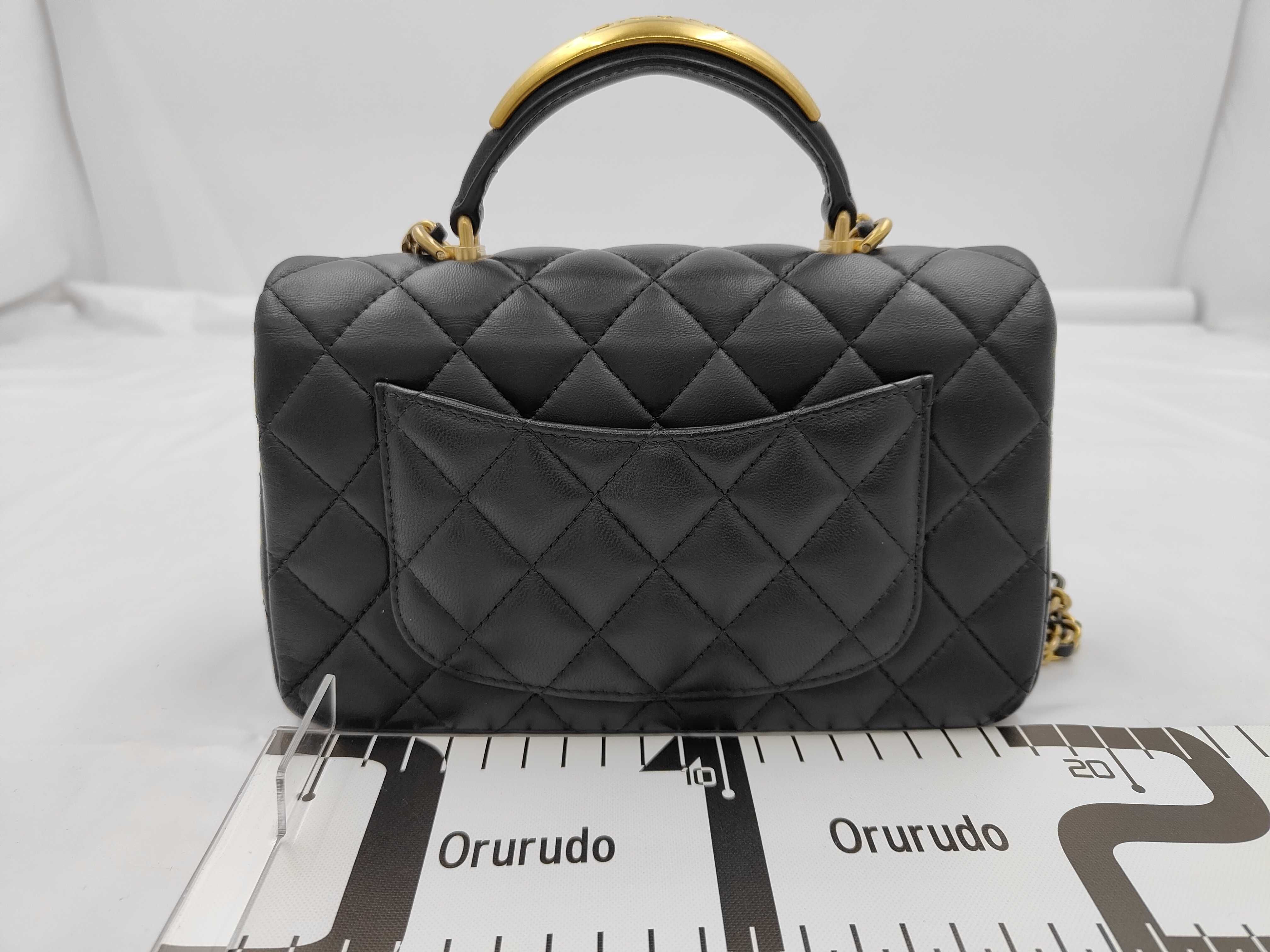 Lambskin Black 2-Way Top Handle Shoulder Bag — view 2