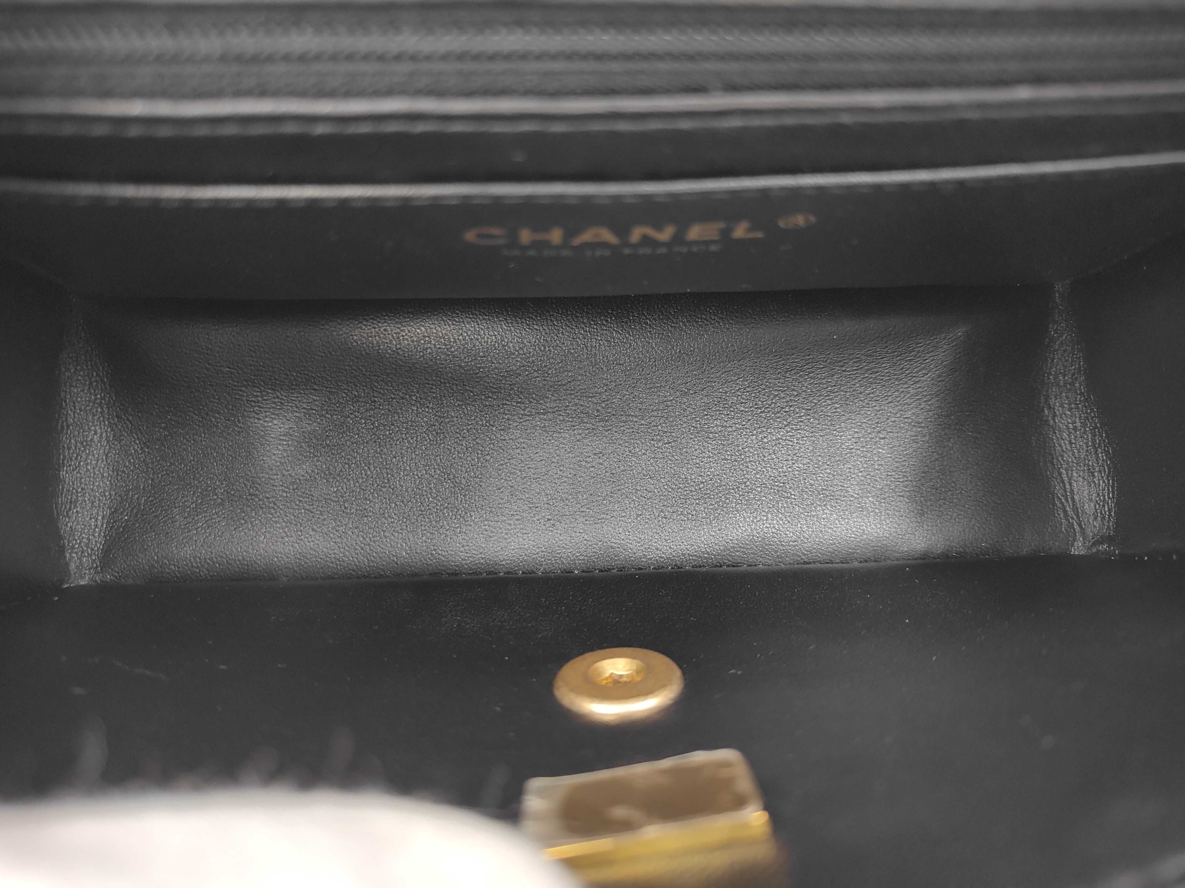 Lambskin Black 2-Way Top Handle Shoulder Bag — view 10