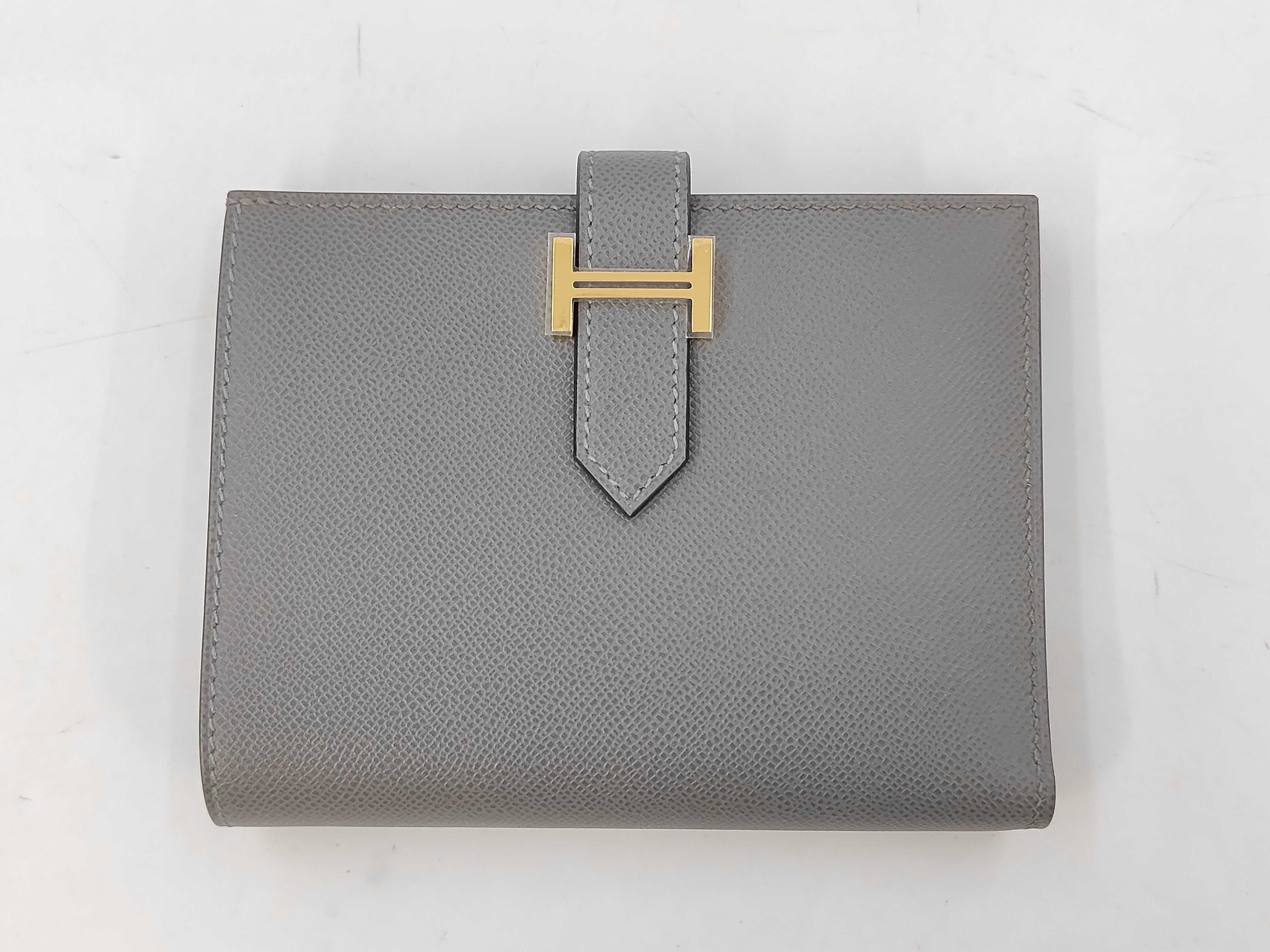 Bearn Compact Wallet, Gray, Gold Hardware, K Stamp