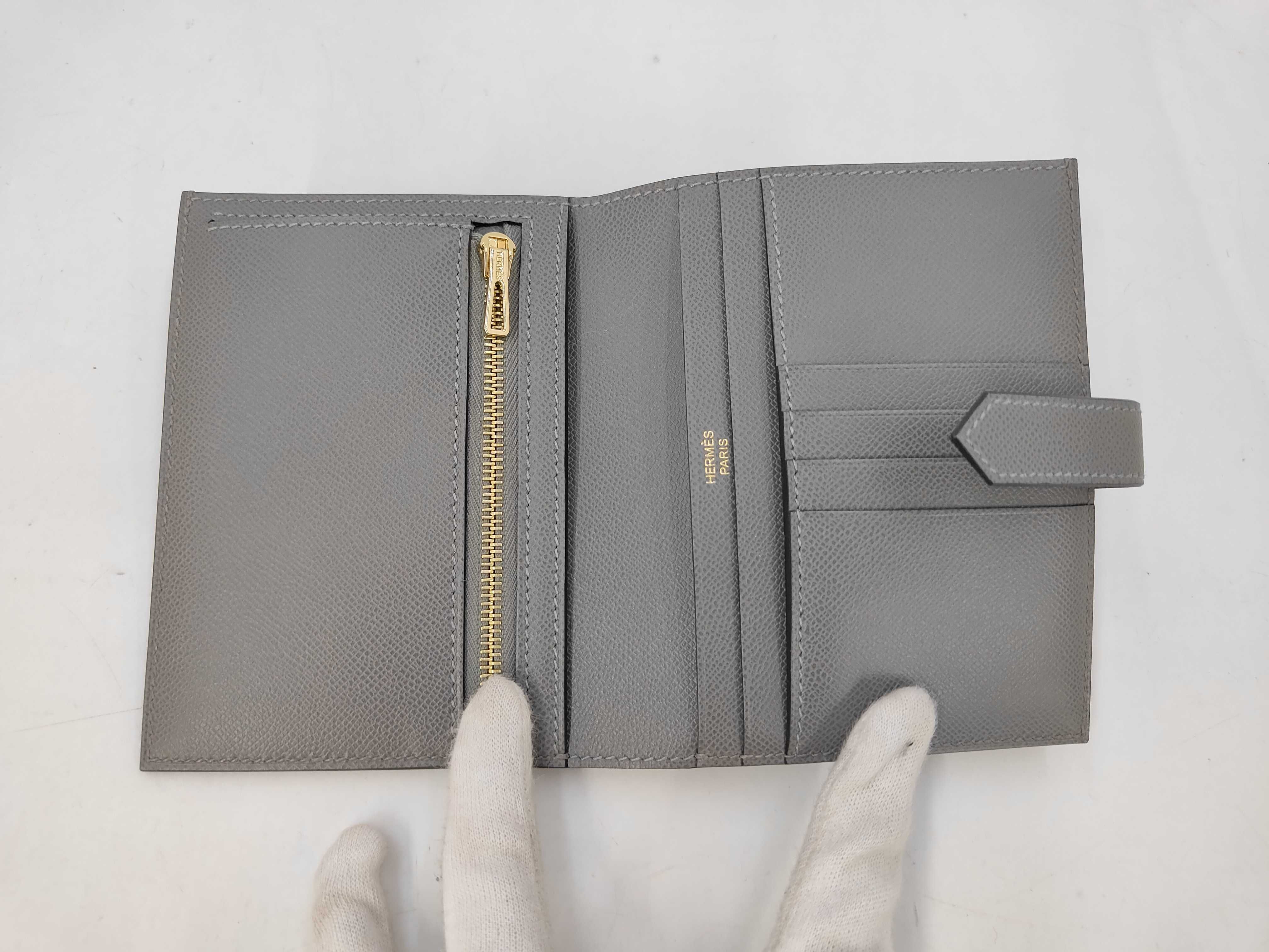 Bearn Compact Wallet, Gray, Gold Hardware, K Stamp — view 4