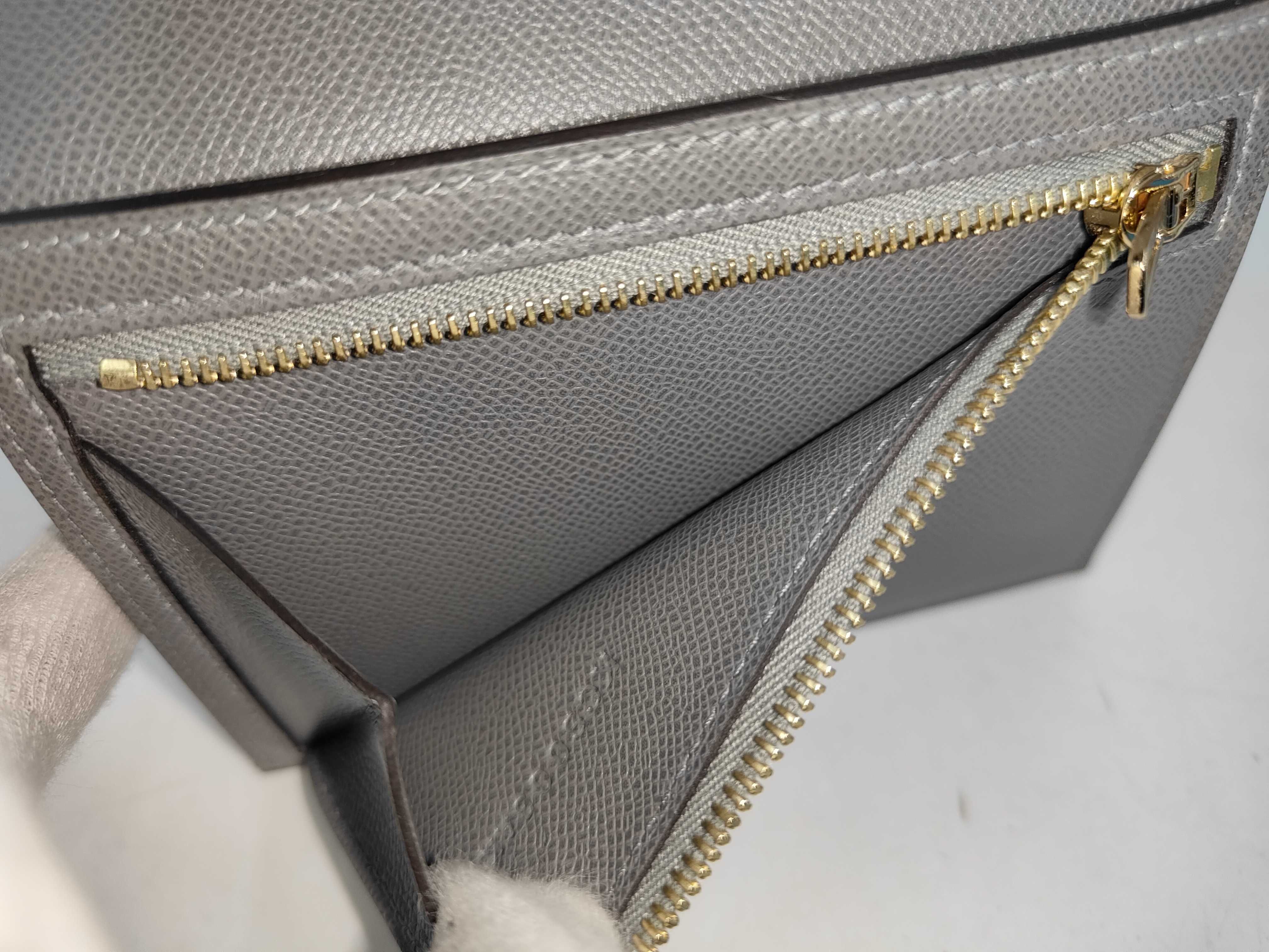 Bearn Compact Wallet, Gray, Gold Hardware, K Stamp — view 7