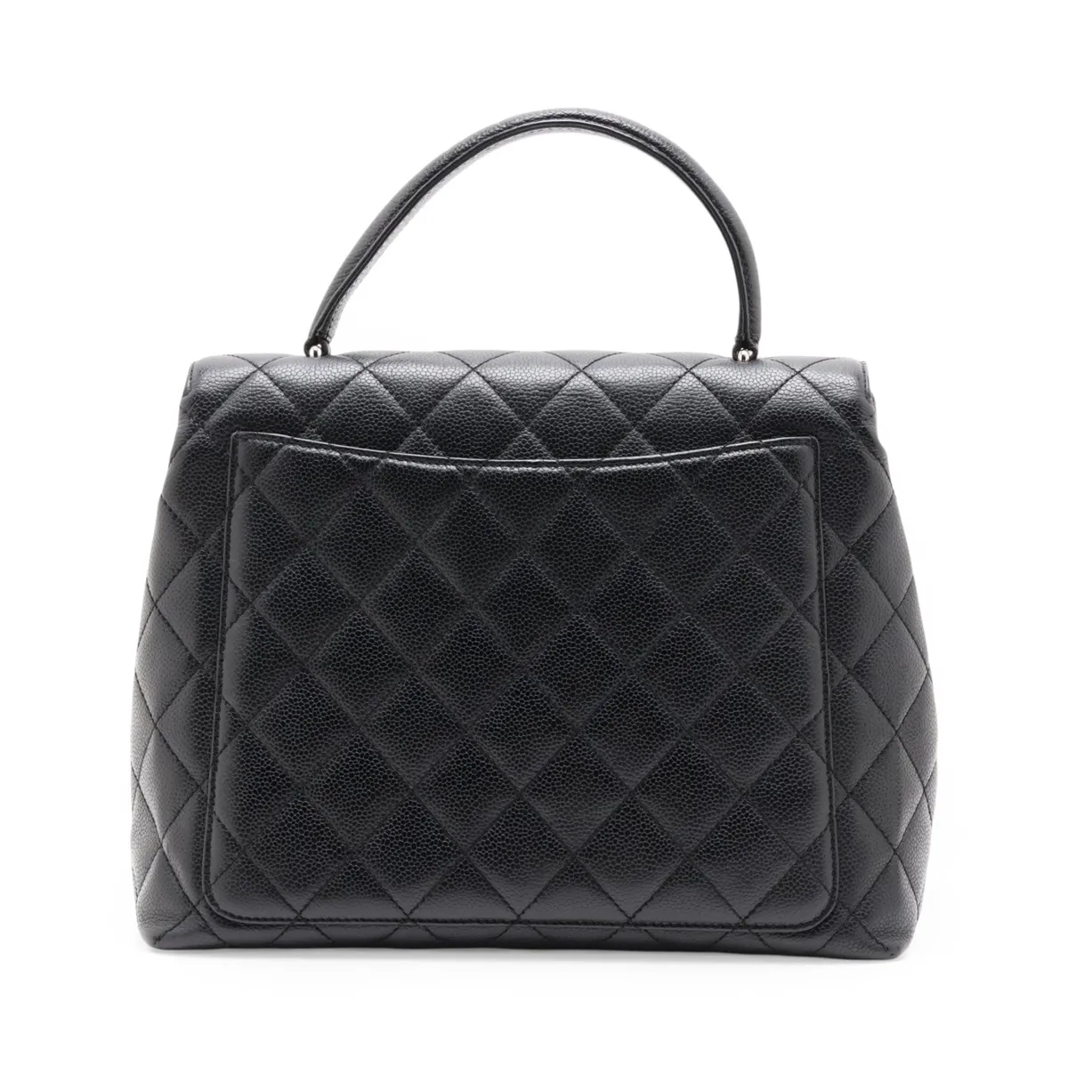 Matelassé Caviar Skin Handbag, Top Handle, Black, Silver Hardware, 6373964, Series 6 — view 2
