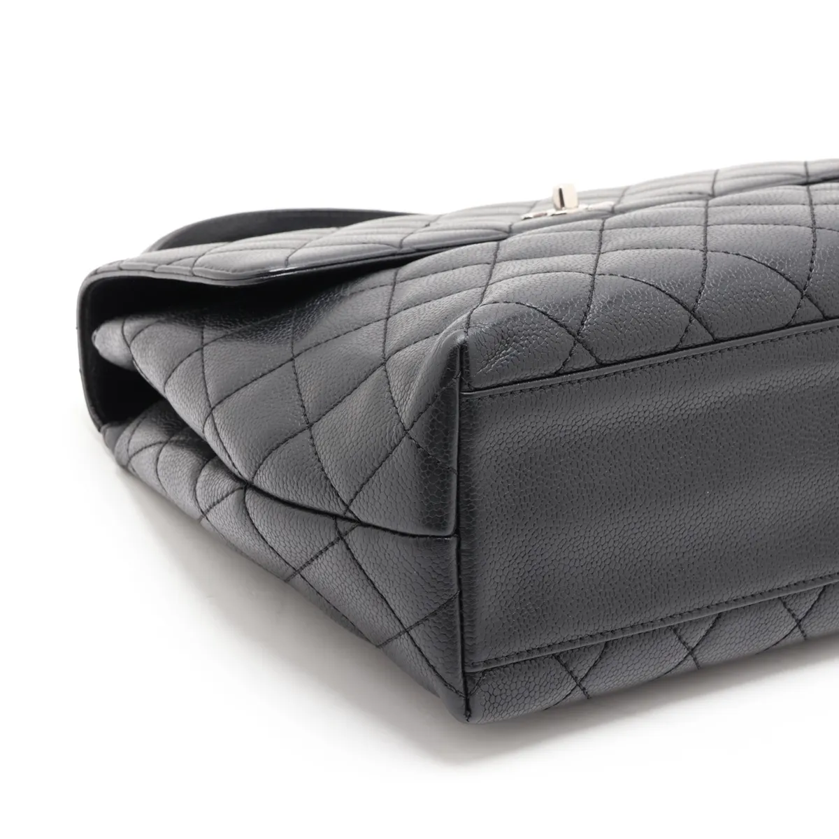 Matelassé Caviar Skin Handbag, Top Handle, Black, Silver Hardware, 6373964, Series 6 — view 4