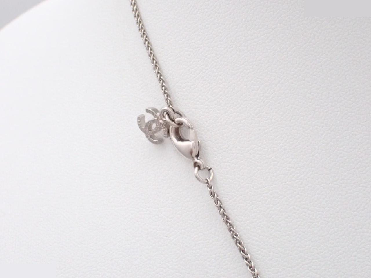 Necklace with Coco Mark design, silver, and stone, chain approximately 60cm long. — view 2