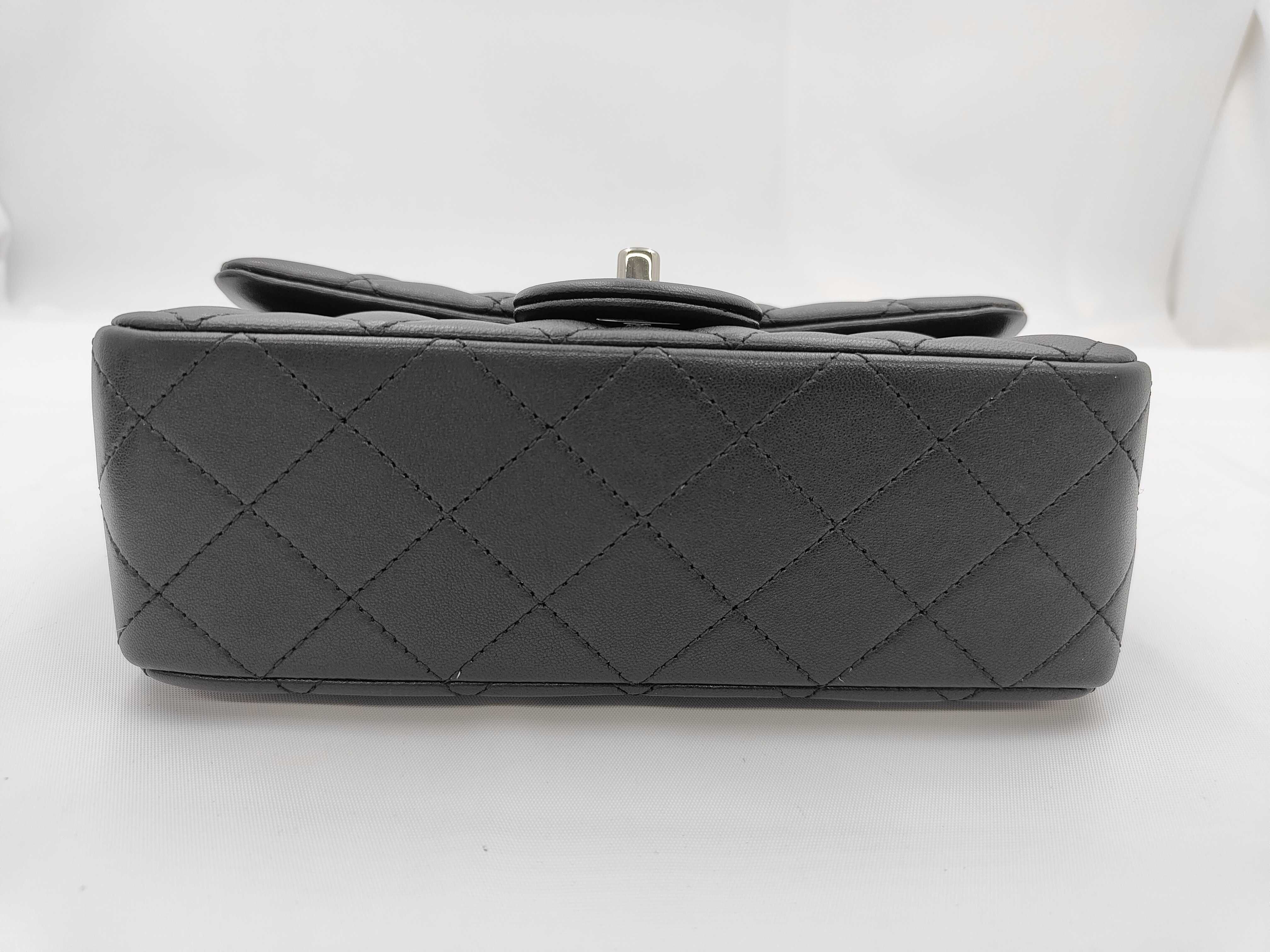 Mini Matelassé Chain Shoulder Bag, Lambskin, Black — view 5