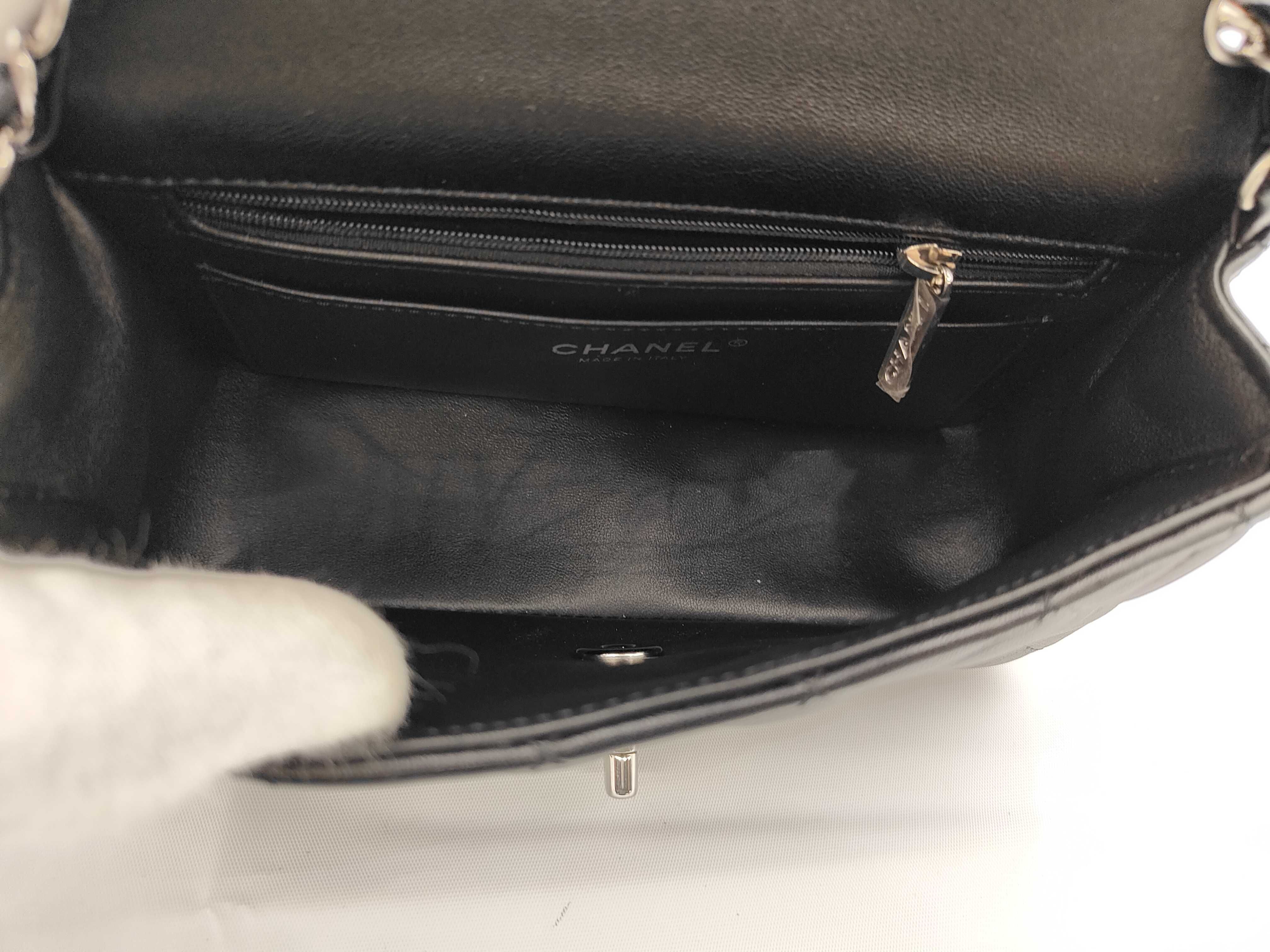 Mini Matelassé Chain Shoulder Bag, Lambskin, Black — view 9