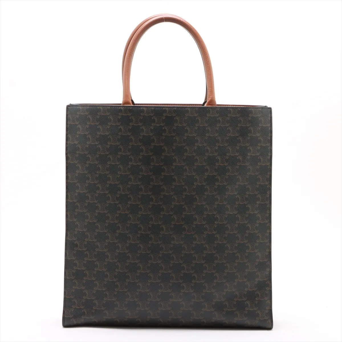 Triomphe Vertical Cover PVC x Leather Tote Bag Black x Brown — view 2