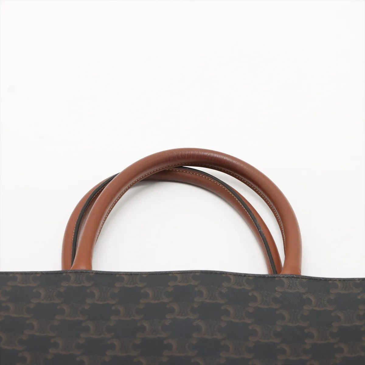 Triomphe Vertical Cover PVC x Leather Tote Bag Black x Brown — view 6