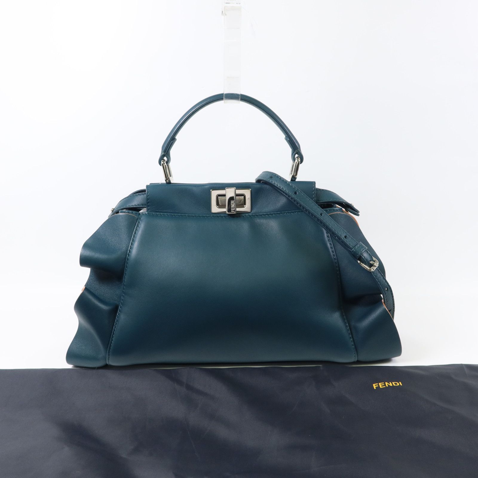 Peekaboo Wave Silver Hand-handed Bag For Shoulders And Backs 2way Should, Green — view 9
