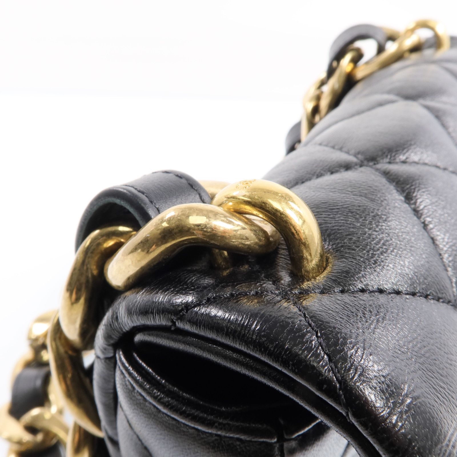 Black Cowhide Leather Chain Shoulder Bag Calfskin (cowhide) — view 12