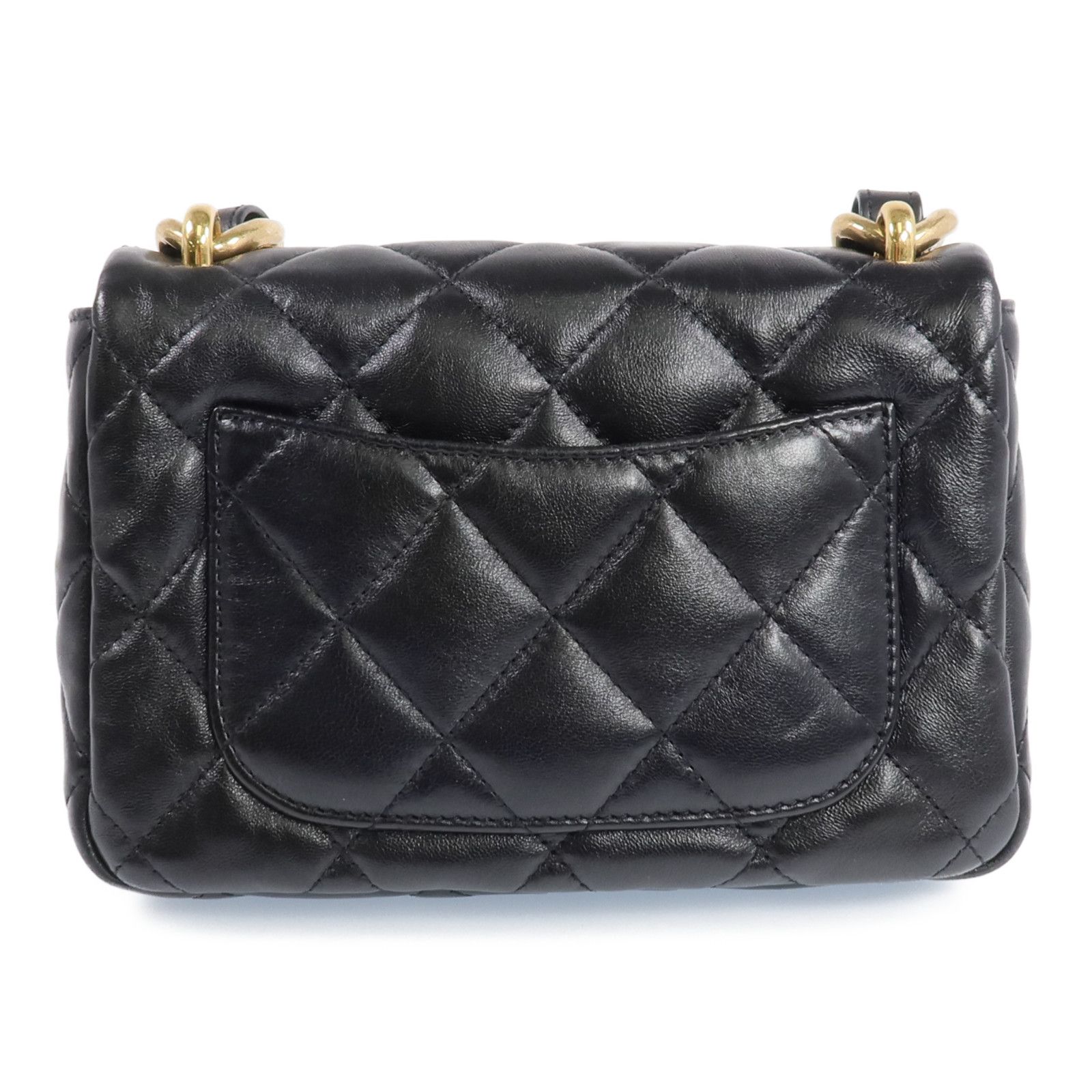 Black Cowhide Leather Chain Shoulder Bag Calfskin (cowhide) — view 3