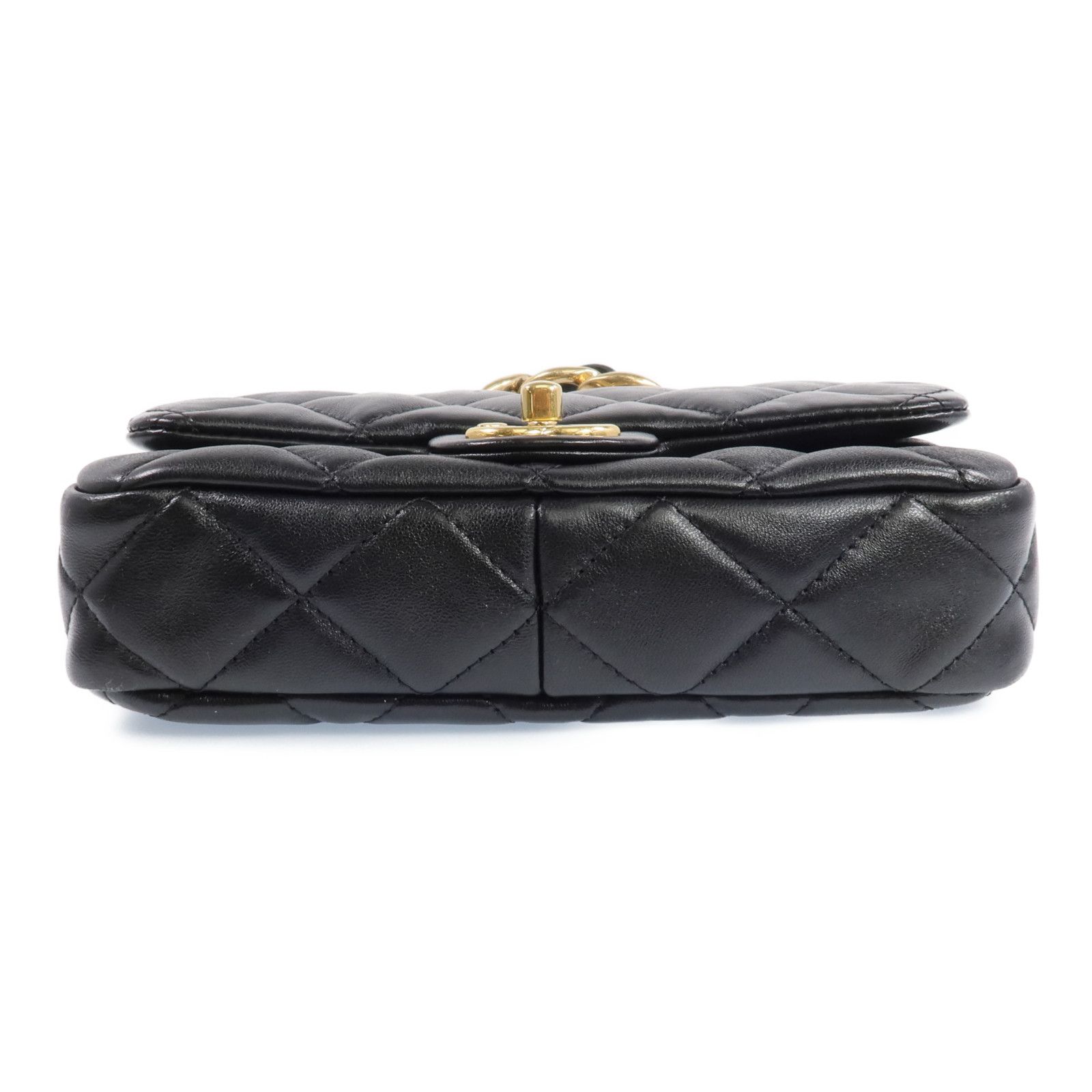 Black Cowhide Leather Chain Shoulder Bag Calfskin (cowhide) — view 4