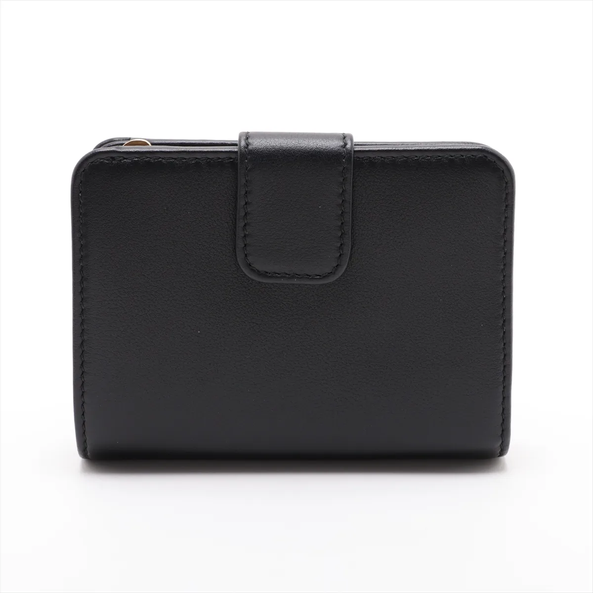 1ML018 Soft Grain Leather Compact Wallet, Black — view 2