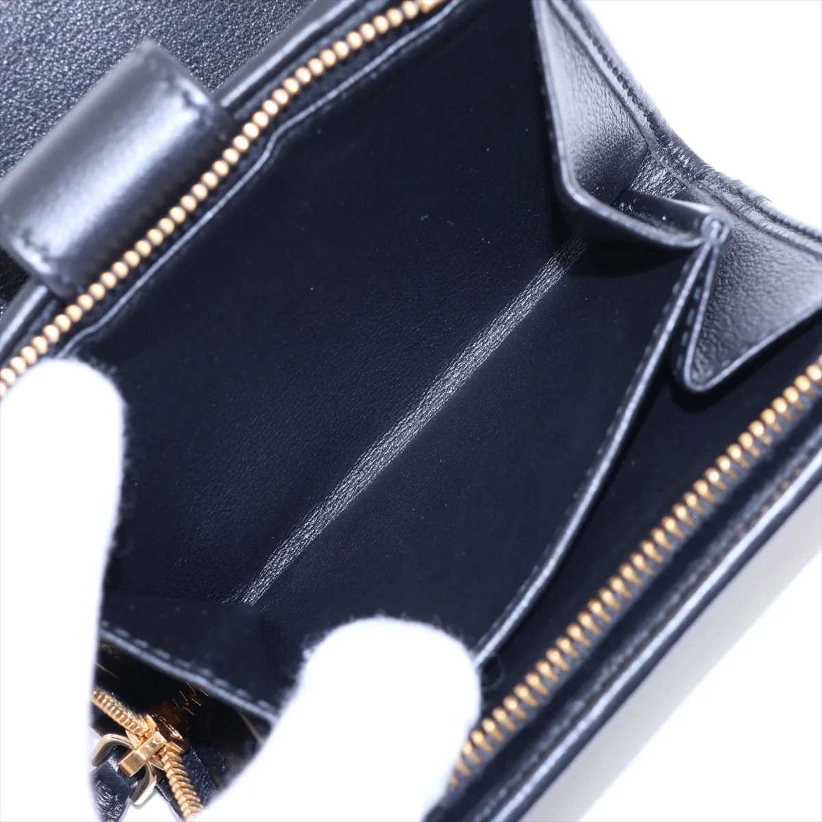 1ML018 Soft Grain Leather Compact Wallet, Black — view 5