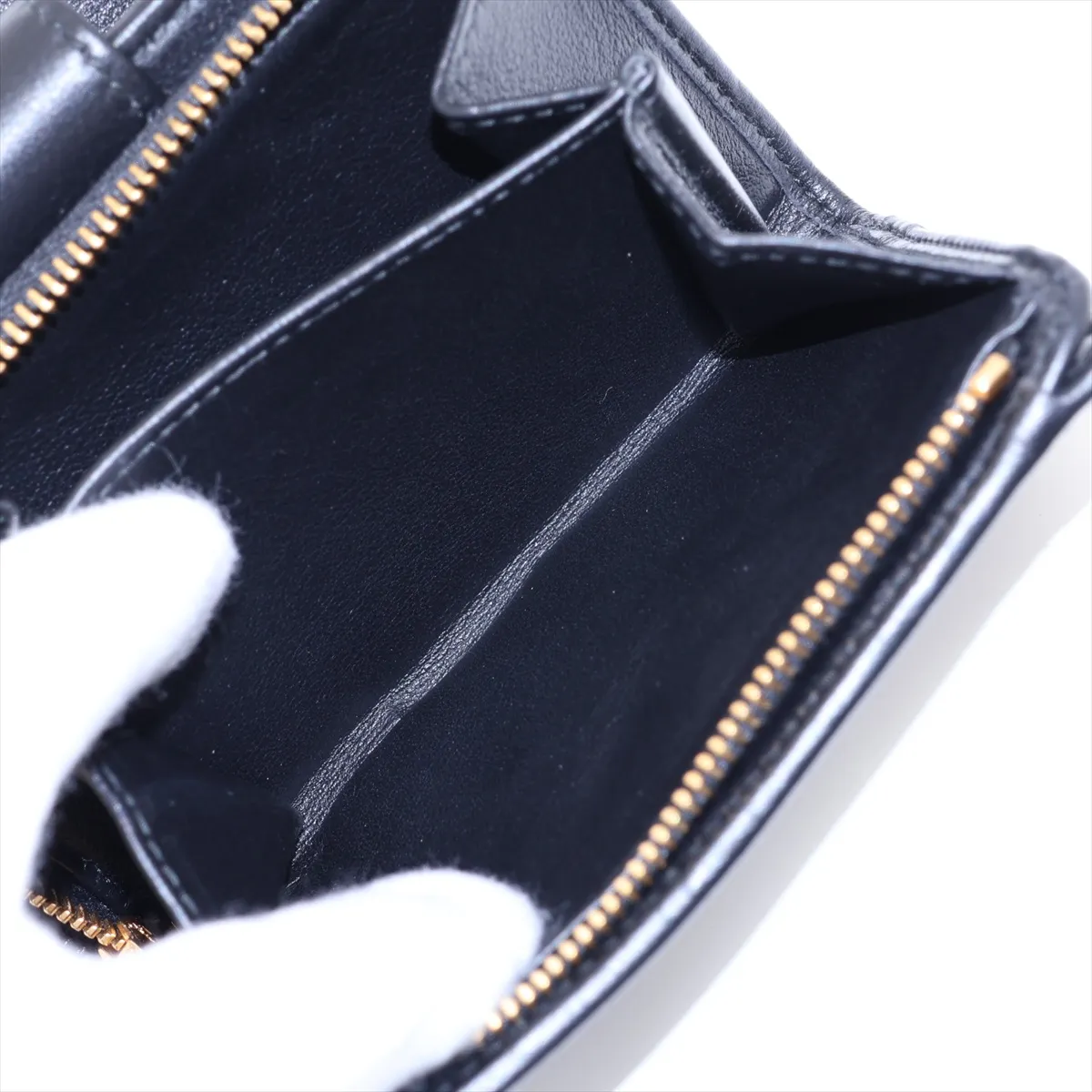 1ML018 Soft Grain Leather Compact Wallet, Black — view 6