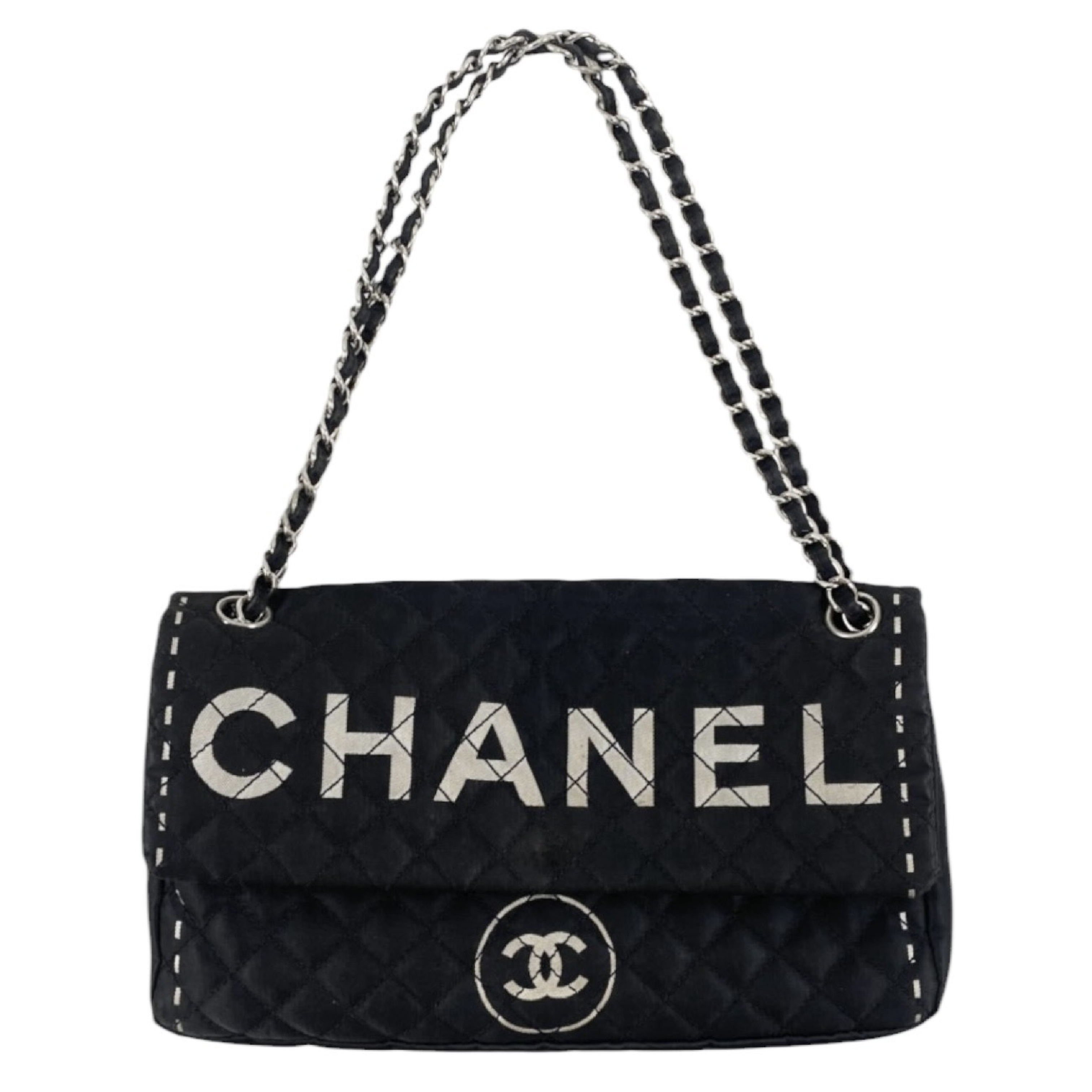 Shoulder Bag, Matelassé Logo Bag, 2-way Chain Shoulder Bag, Turnlock, Black, Silver Hardware, 12000042 Shoulder Bag
