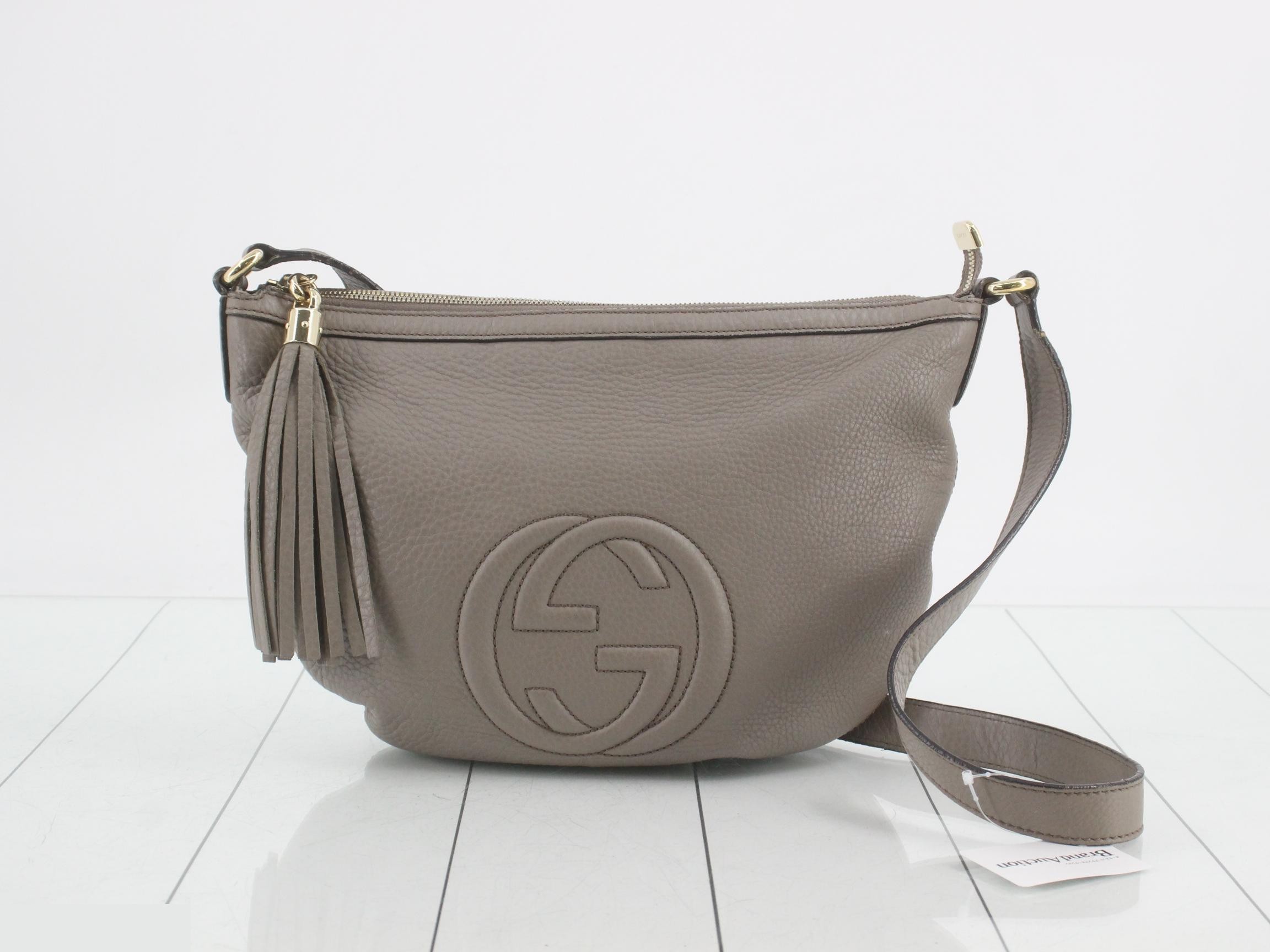 Soho Interlocking G Fringe Tassel Shoulder Bag, Gray