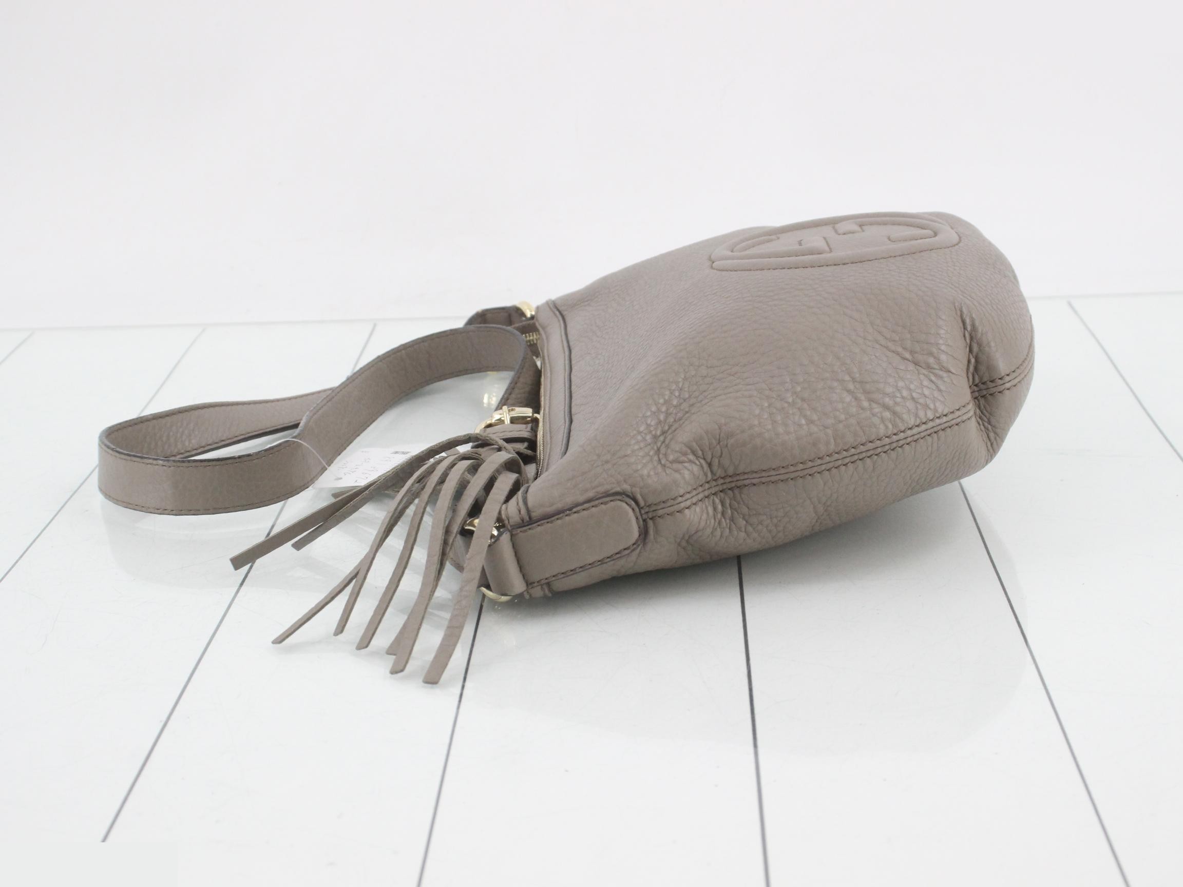 Soho Interlocking G Fringe Tassel Shoulder Bag, Gray — view 4