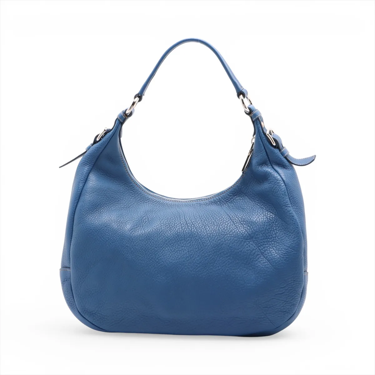 Vitello Daino Leather Shoulder Bag, Blue BR4311 — view 2