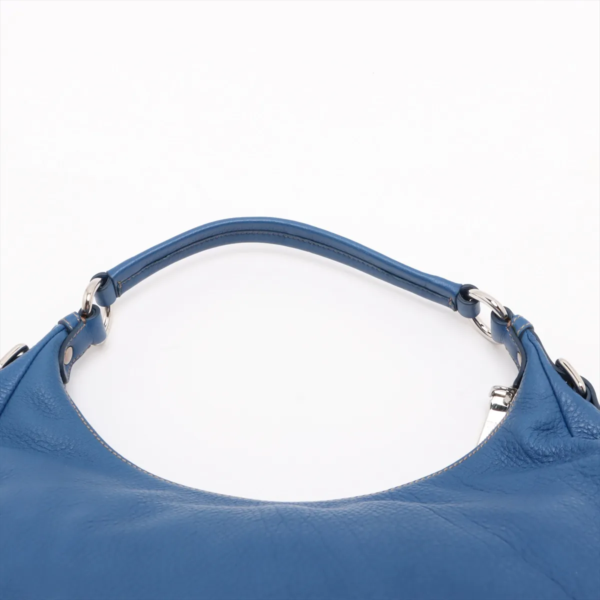 Vitello Daino Leather Shoulder Bag, Blue BR4311 — view 6