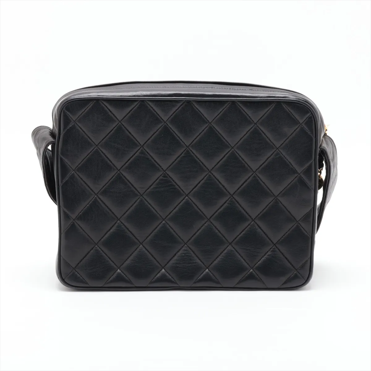 Matelassé Lambskin Shoulder Bag with Fringe, Black with Gold Hardware, 3114159, Series 3 — view 2