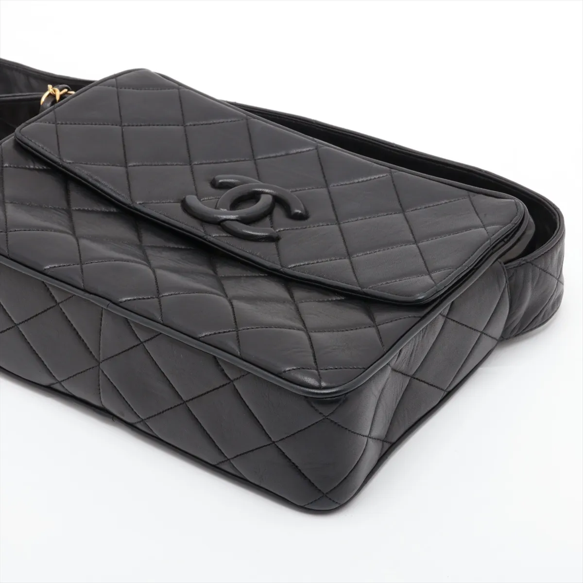 Matelassé Lambskin Shoulder Bag with Fringe, Black with Gold Hardware, 3114159, Series 3 — view 3