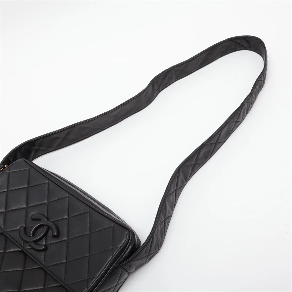 Matelassé Lambskin Shoulder Bag with Fringe, Black with Gold Hardware, 3114159, Series 3 — view 5