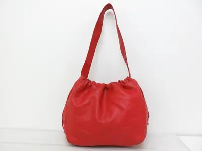 Anagram Leather Drawstring Shoulder Bag (Red)