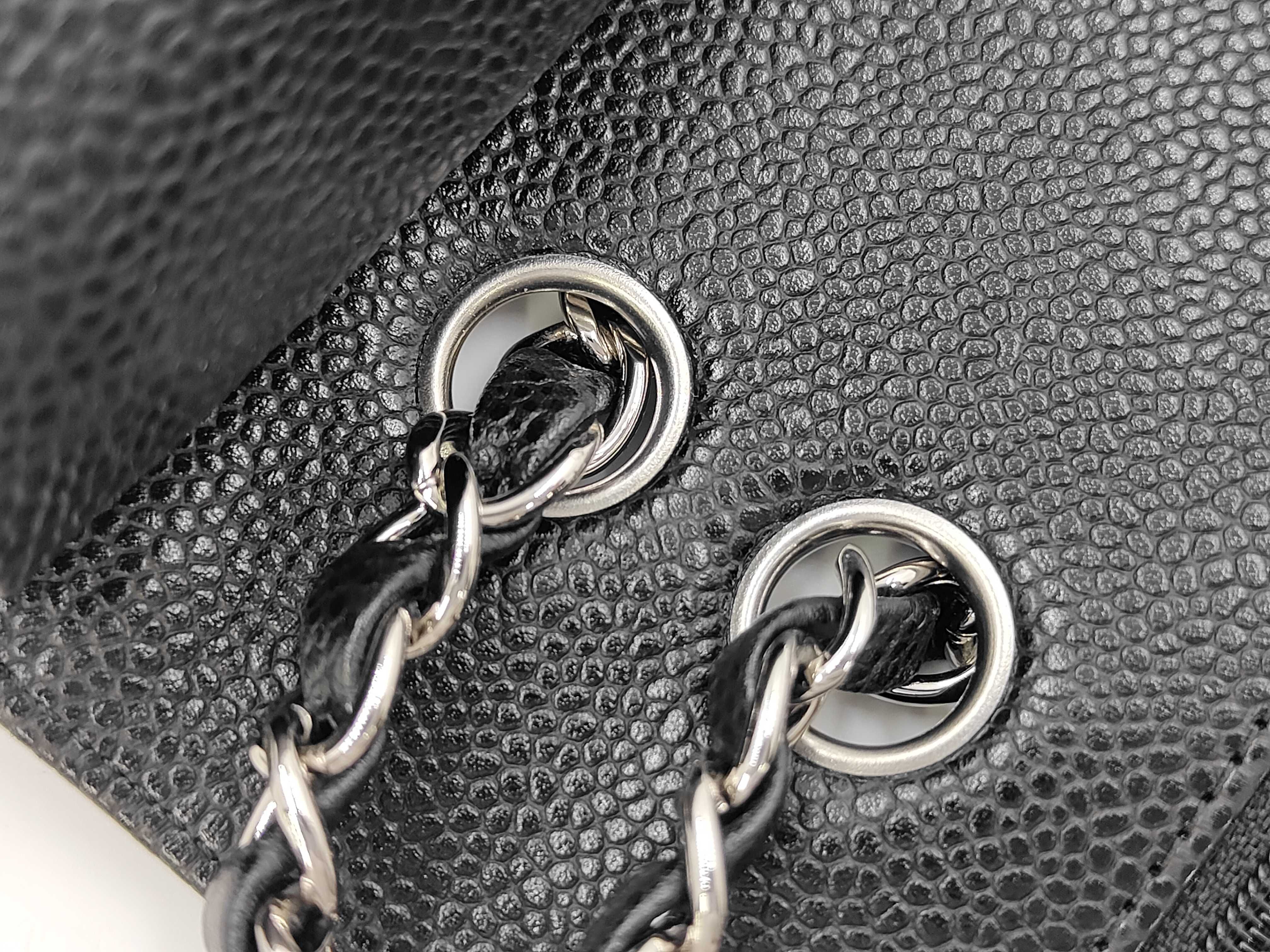 Caviar Skin Black Double Flap Shoulder Bag (Serial Number 25, Series 15) — view 5
