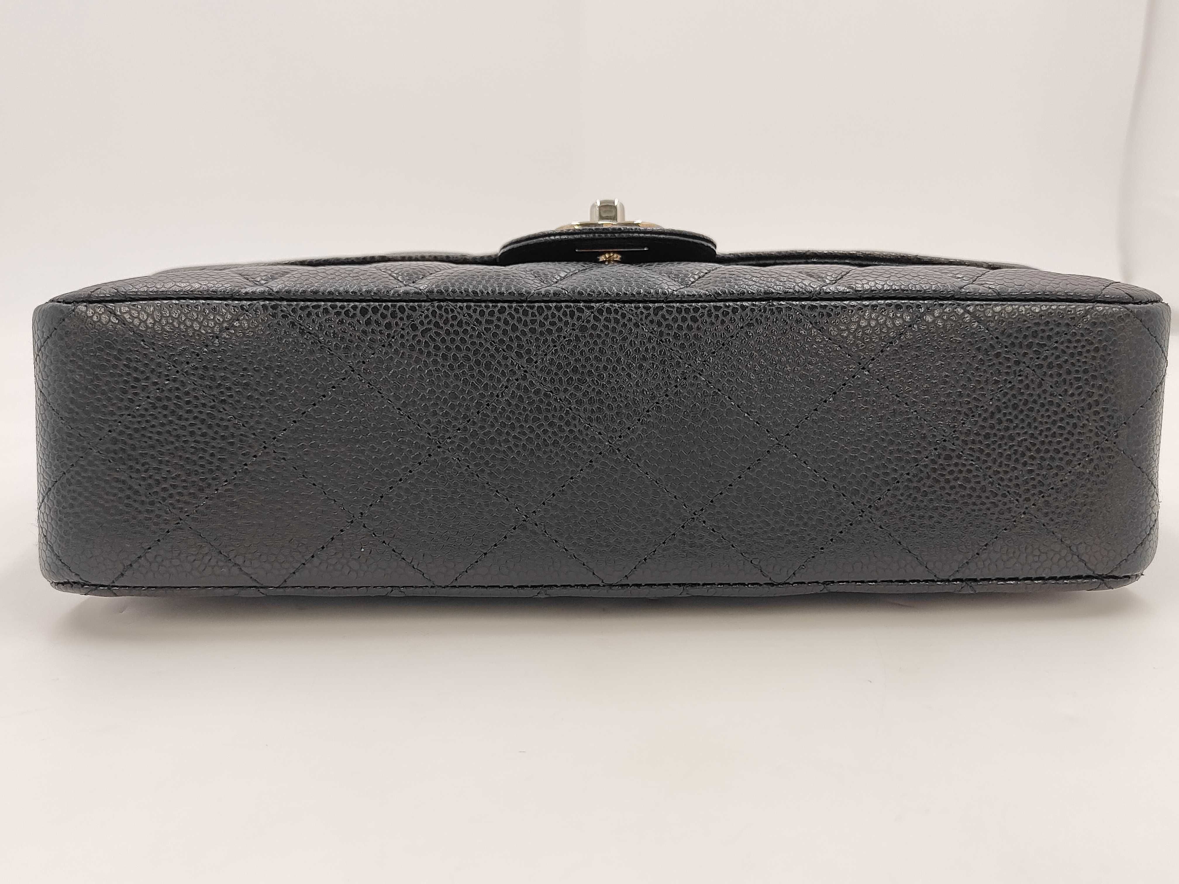 Caviar Skin Black Double Flap Shoulder Bag (Serial Number 25, Series 15) — view 6