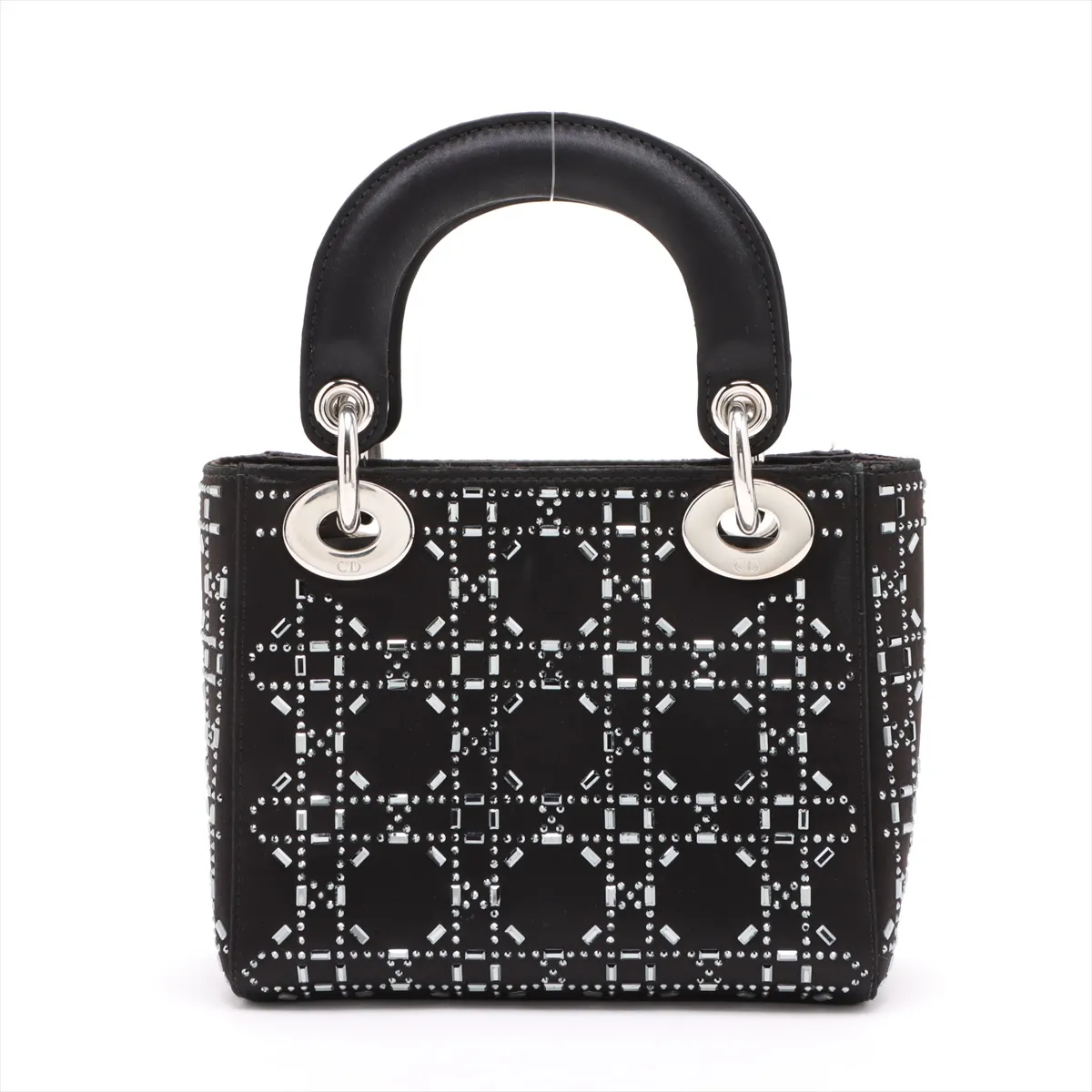 Cannage Lady Dior Mini Satin x Rhinestone 2WAY Handbag Black — view 2
