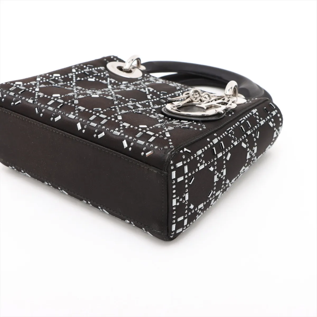 Cannage Lady Dior Mini Satin x Rhinestone 2WAY Handbag Black — view 3