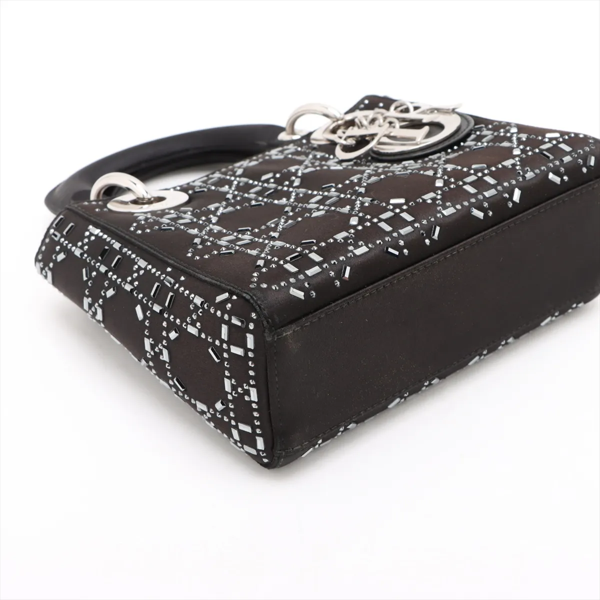 Cannage Lady Dior Mini Satin x Rhinestone 2WAY Handbag Black — view 4