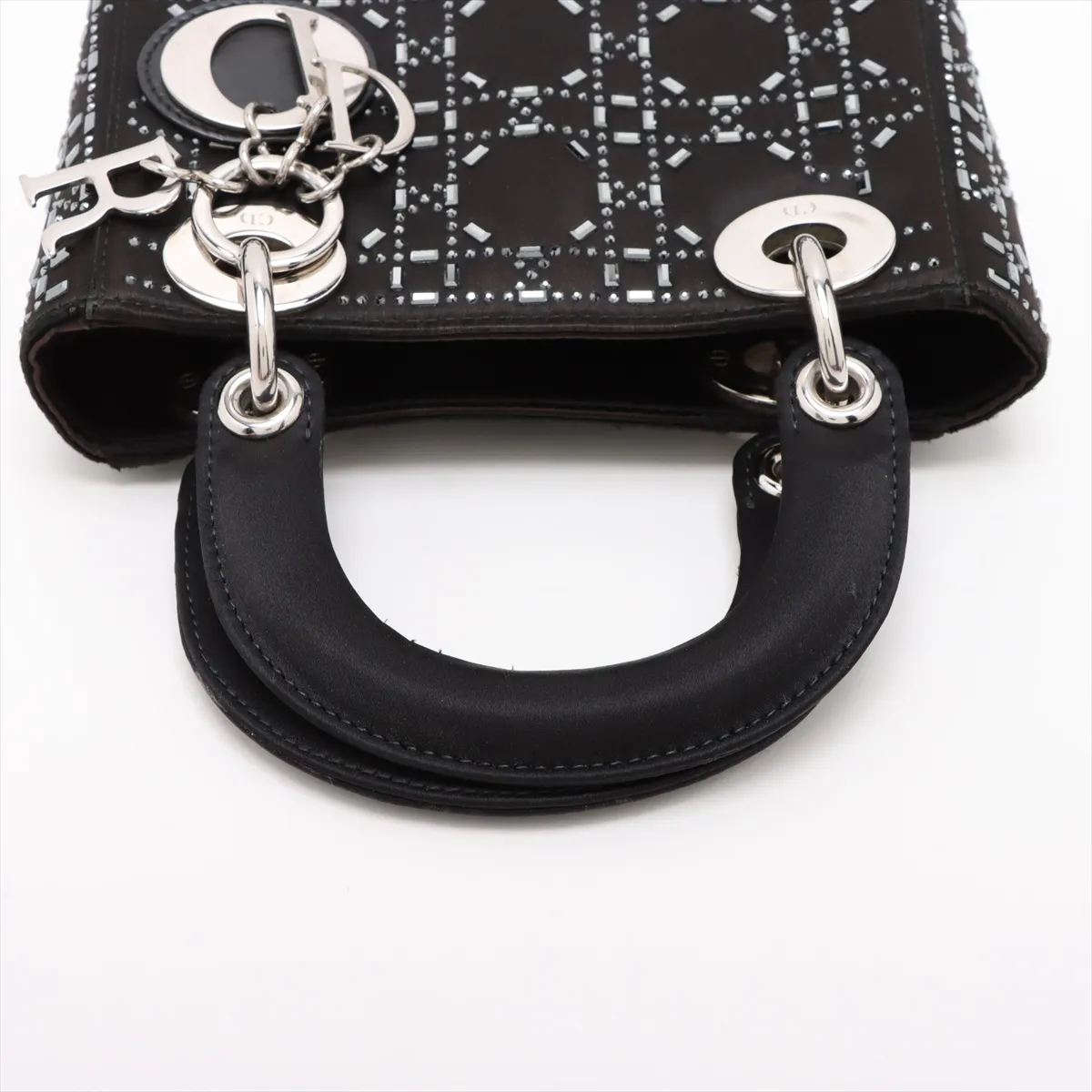 Cannage Lady Dior Mini Satin x Rhinestone 2WAY Handbag Black — view 5