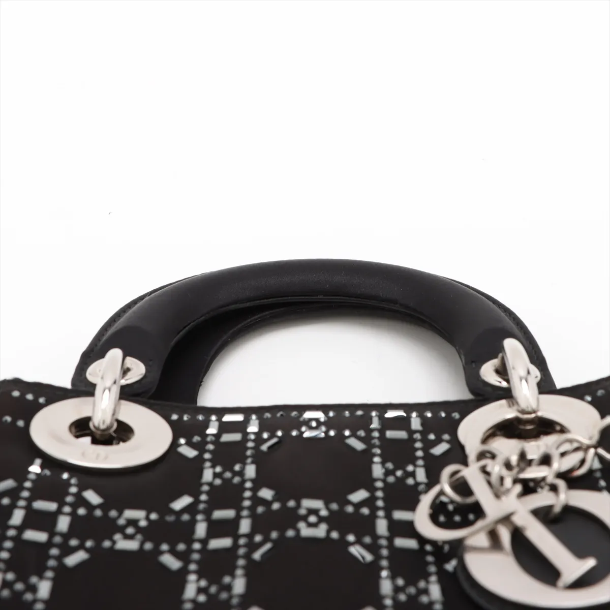 Cannage Lady Dior Mini Satin x Rhinestone 2WAY Handbag Black — view 6