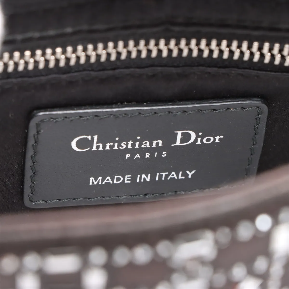 Cannage Lady Dior Mini Satin x Rhinestone 2WAY Handbag Black — view 10