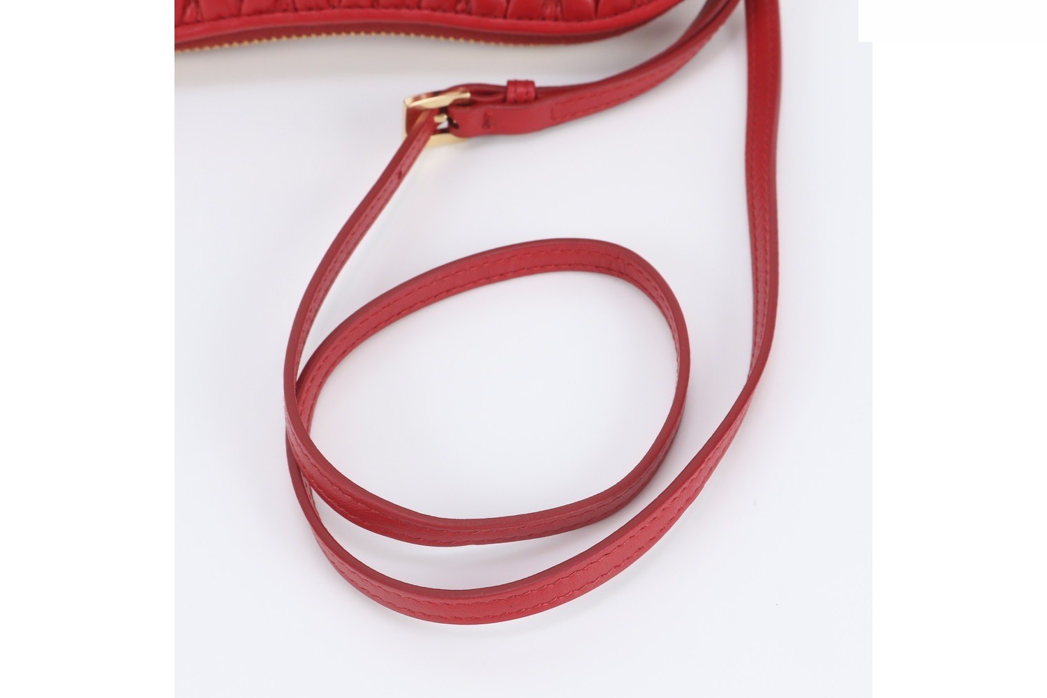 Matelassé leather pouch/clutch with shoulder strap — view 3