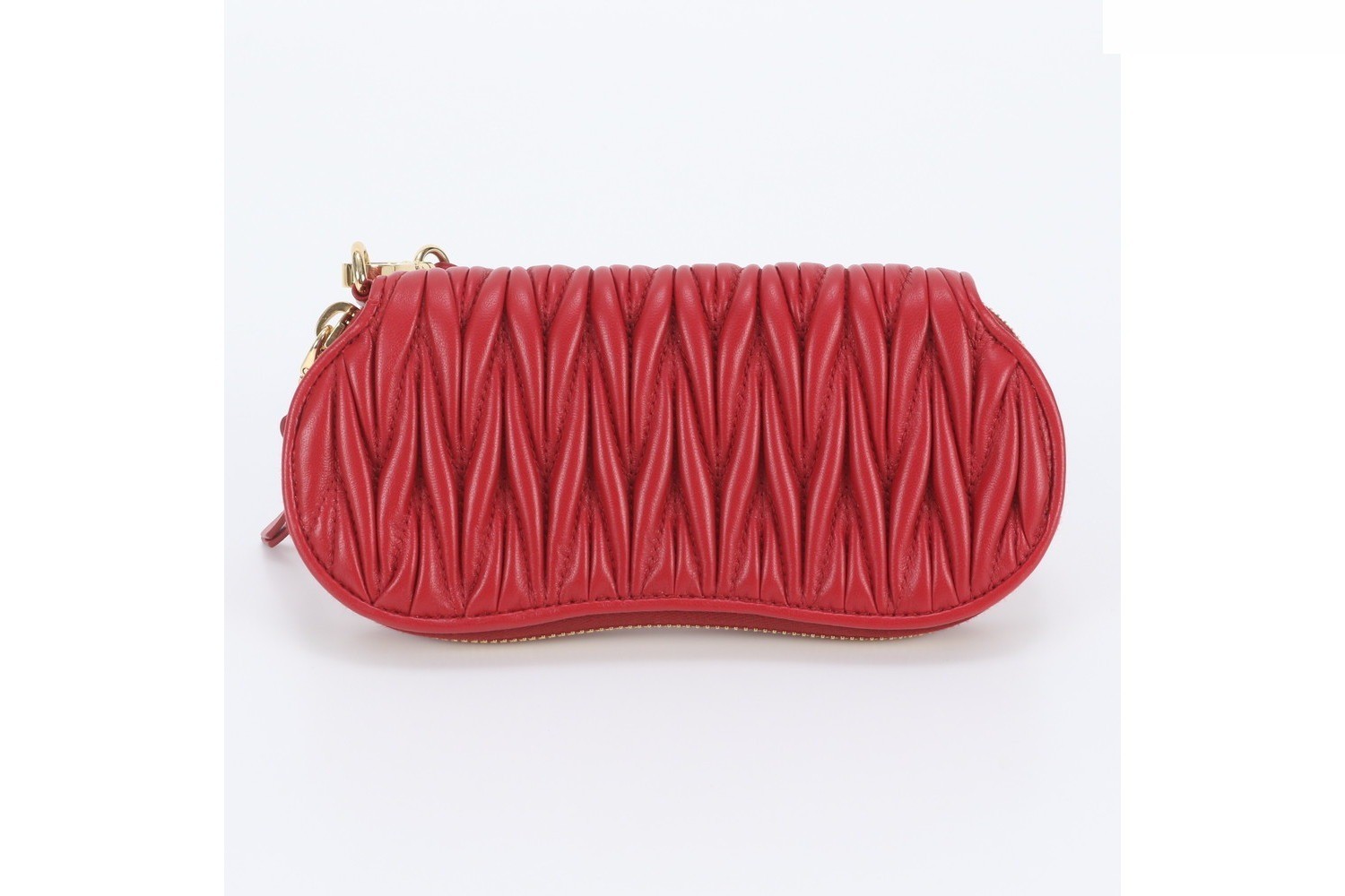 Matelassé leather pouch/clutch with shoulder strap — view 4