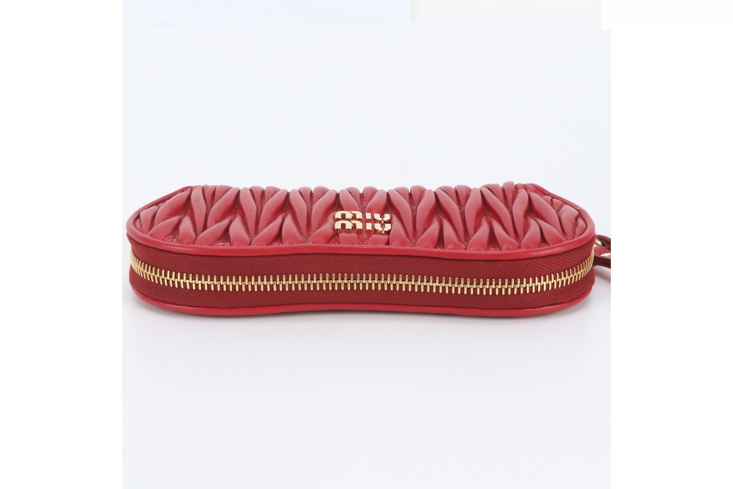 Matelassé leather pouch/clutch with shoulder strap — view 7