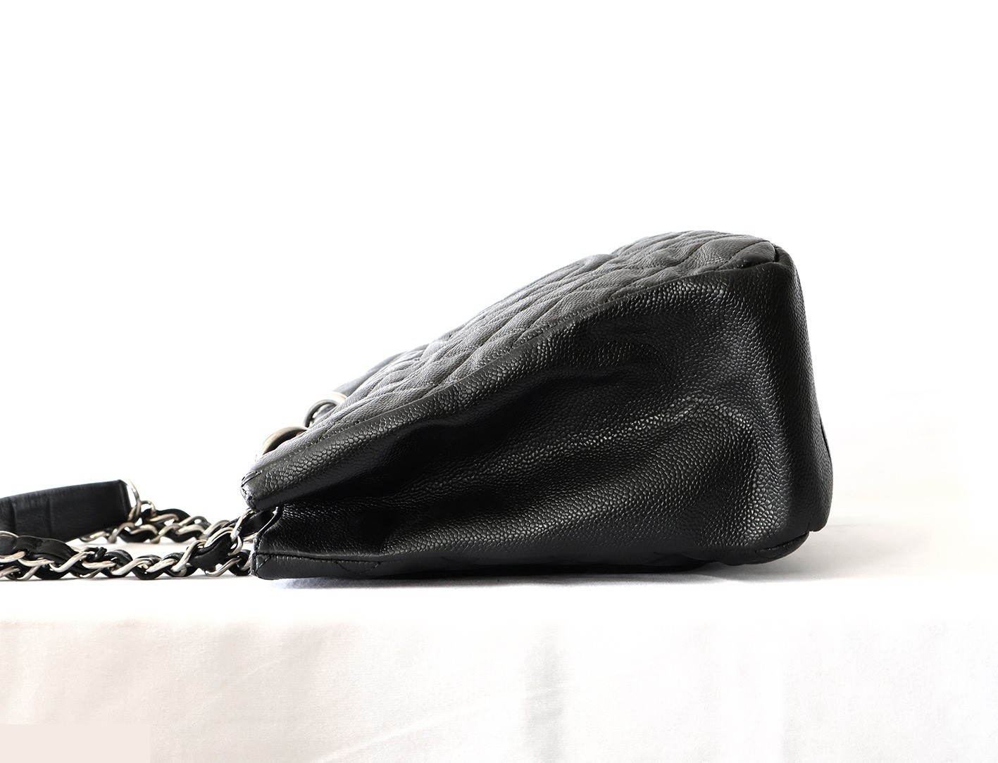 Caviar Skin GST Chain Tote Bag, Black — view 6